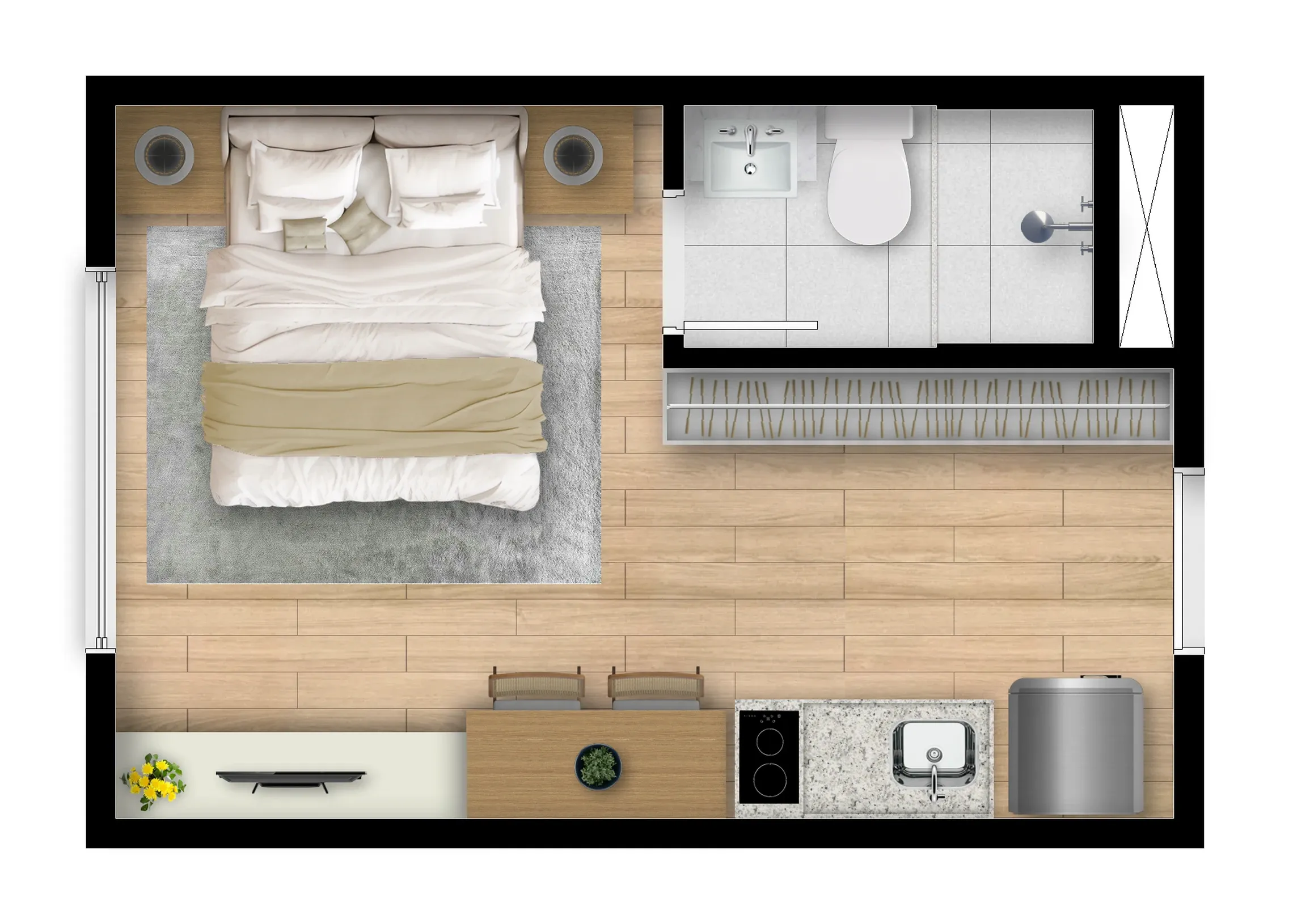 Planta de 18m² do Maskan Ipiranga - Ipiranga