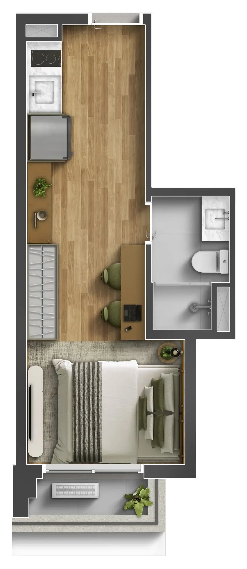 Planta de 24m² do Vitacon Domingos de Morais - Vila Mariana