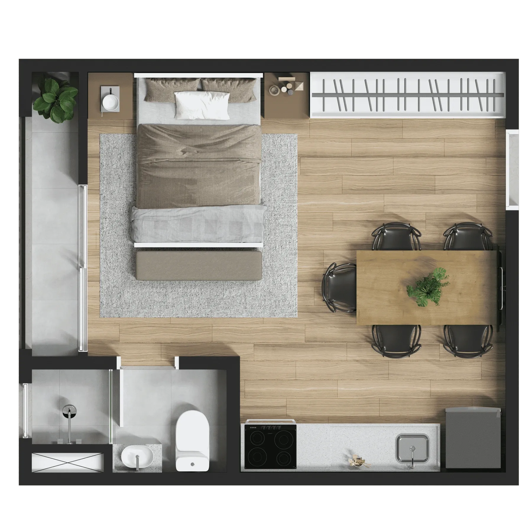 Planta de 24m² do Maskan Carrão - Tatuapé
