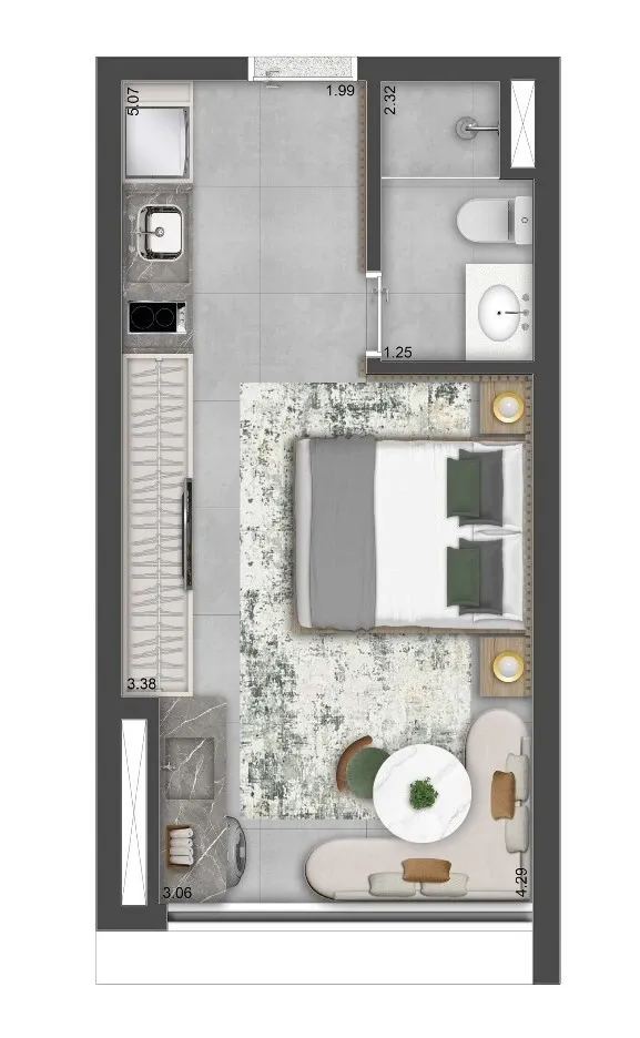 Planta de 25m² do The Collection Vila Clementino - Vila Clementino