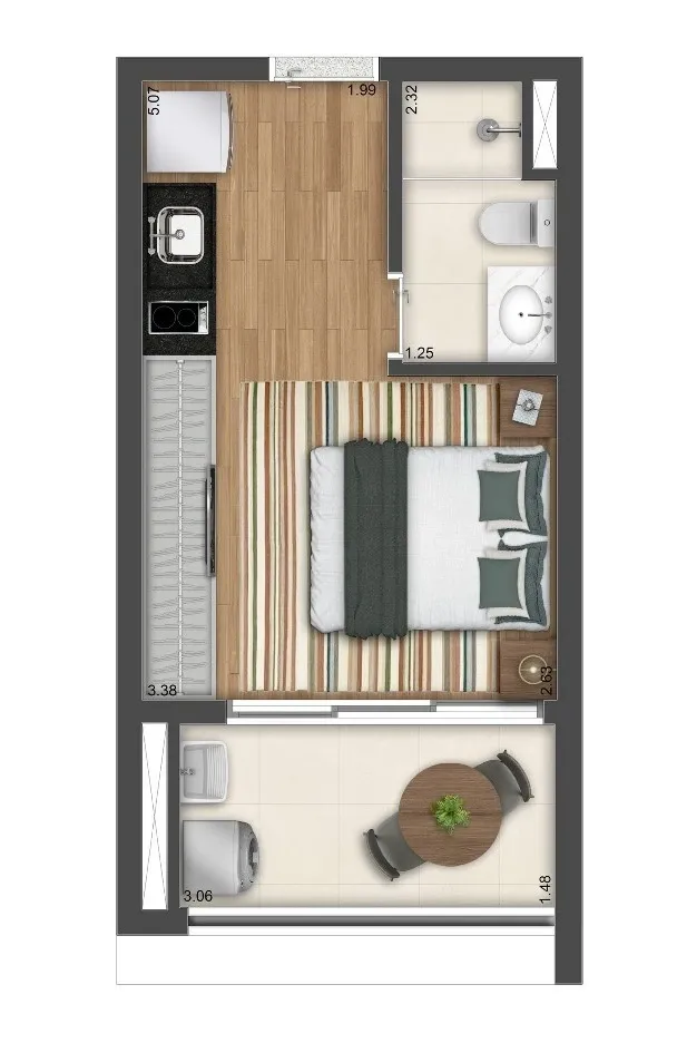 Planta de 25m² do The Collection Vila Clementino - Vila Clementino
