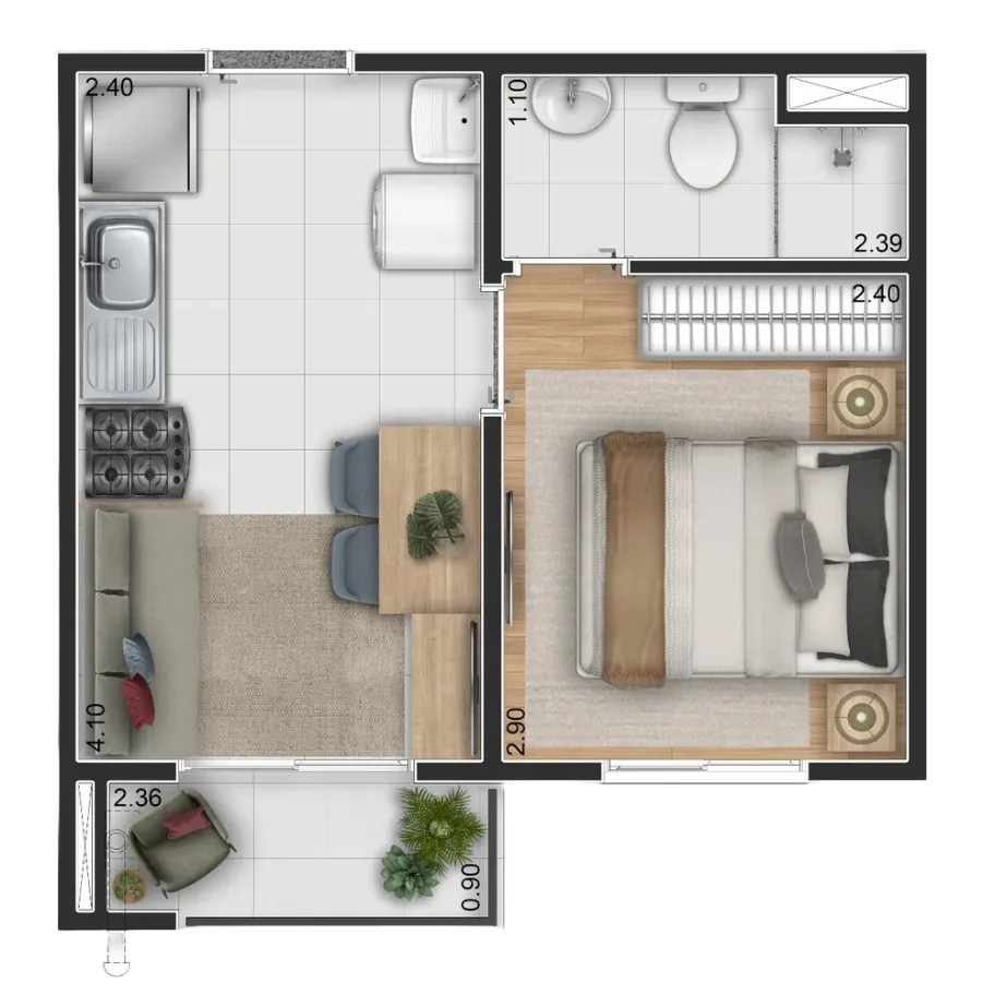 Planta 25 - Apartamento na planta no Elev Praça da Árvore, Mirandópolis