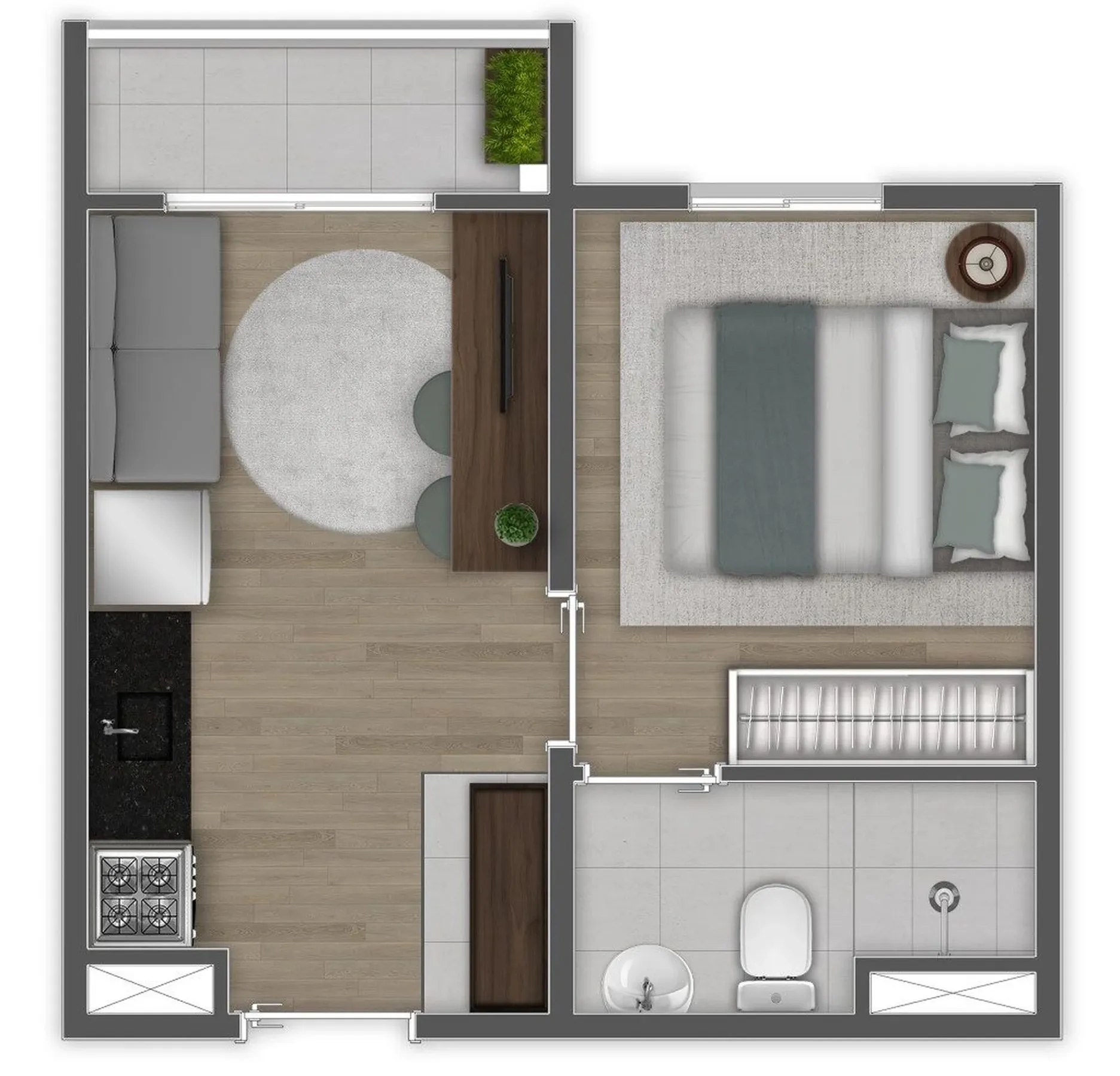Planta de 25m² do Mundo Apto Alto da Mooca - Mooca