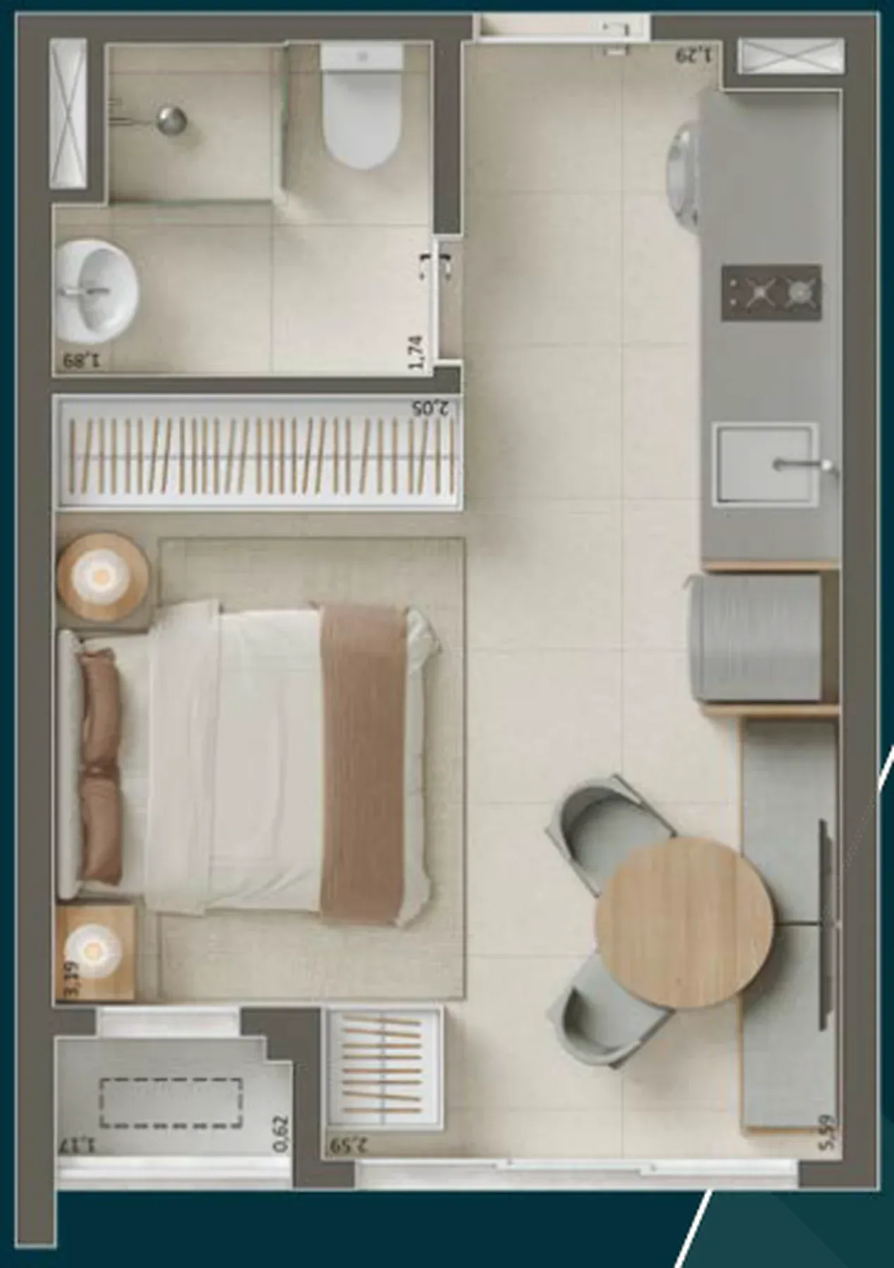 Planta de 25m² do Pátio Penha - Penha