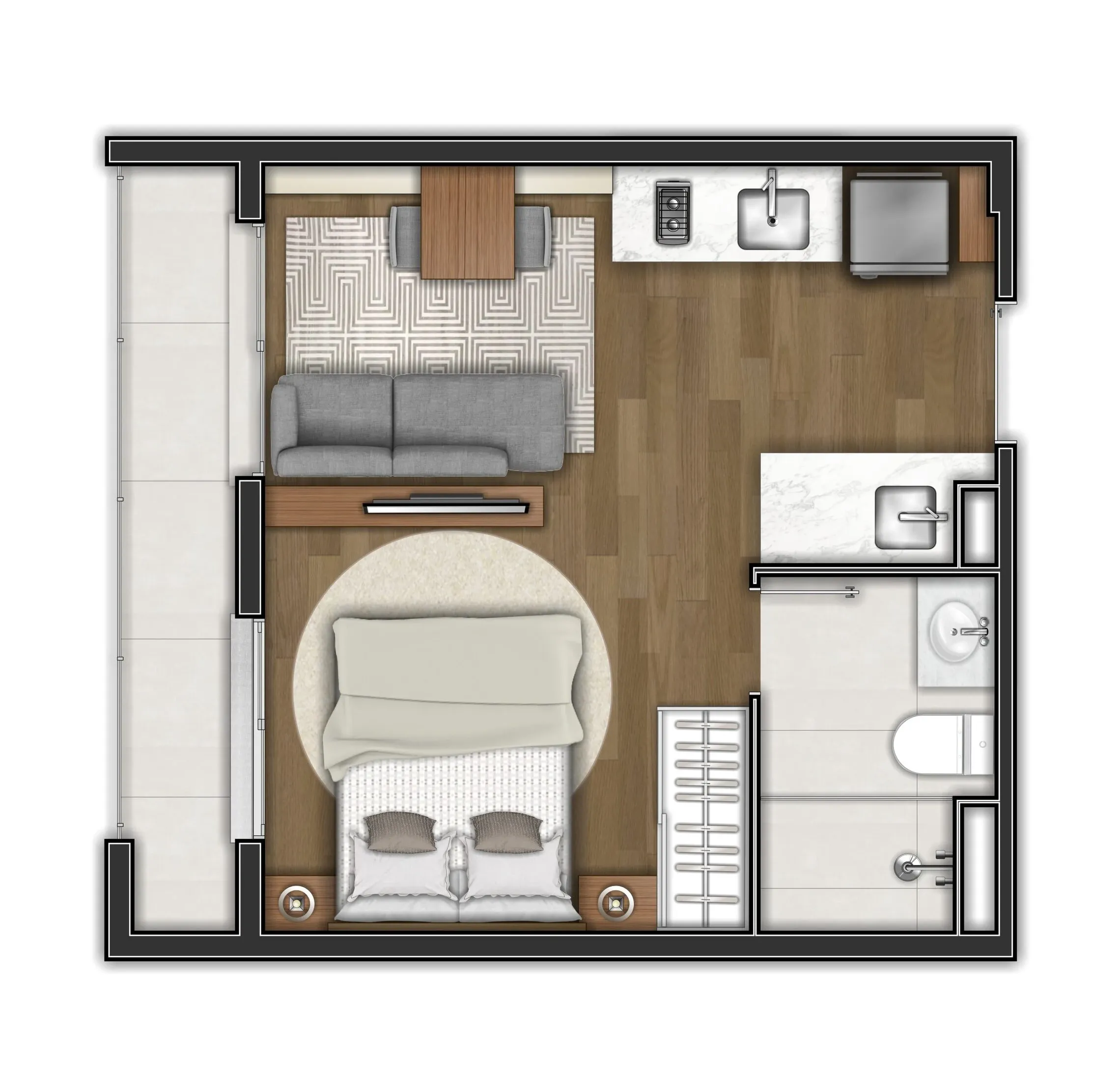 Planta de 29m² do EVO Vila Clementino - Vila Clementino