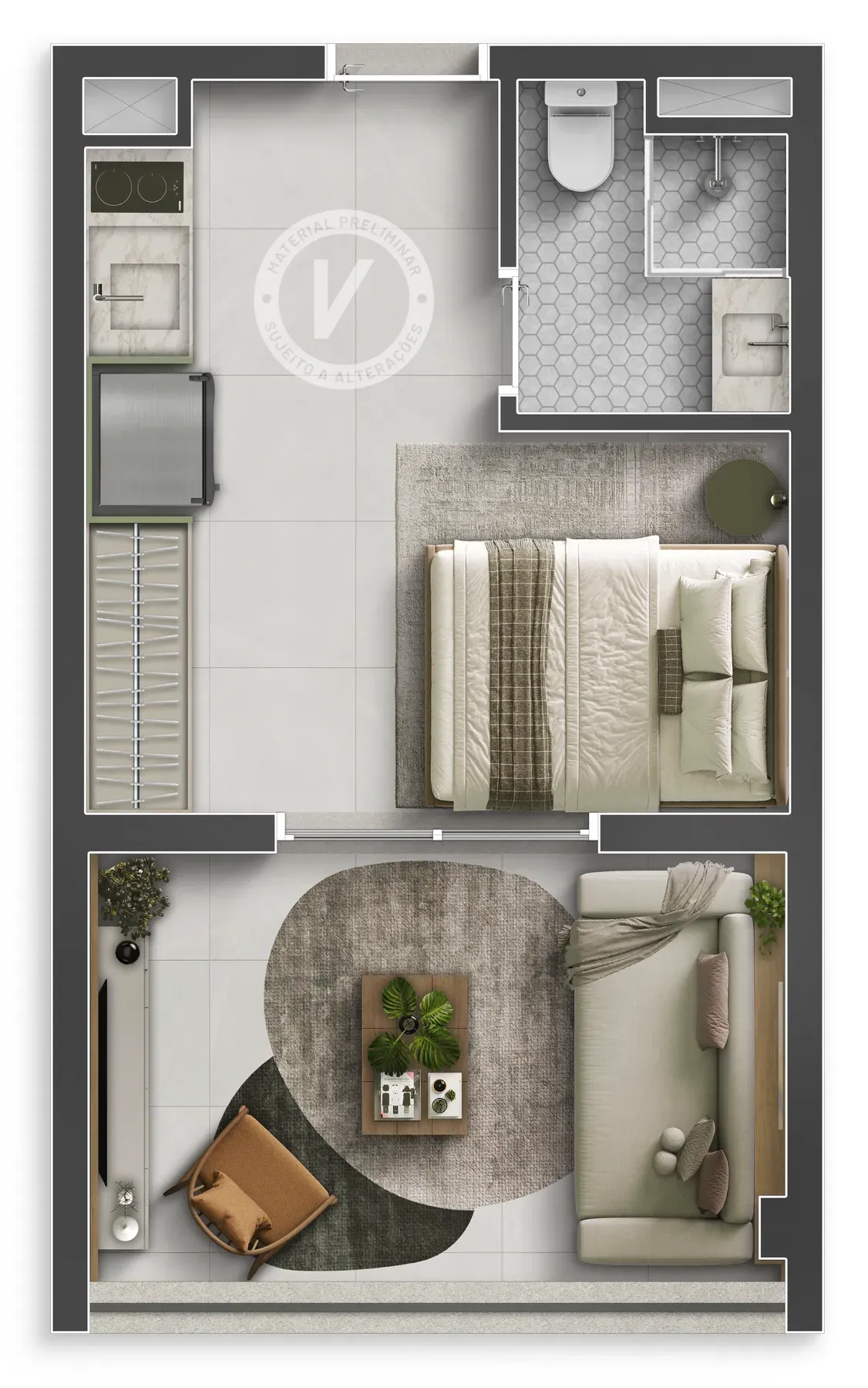 Planta de 29m² do Vitacon Domingos de Morais - Vila Mariana