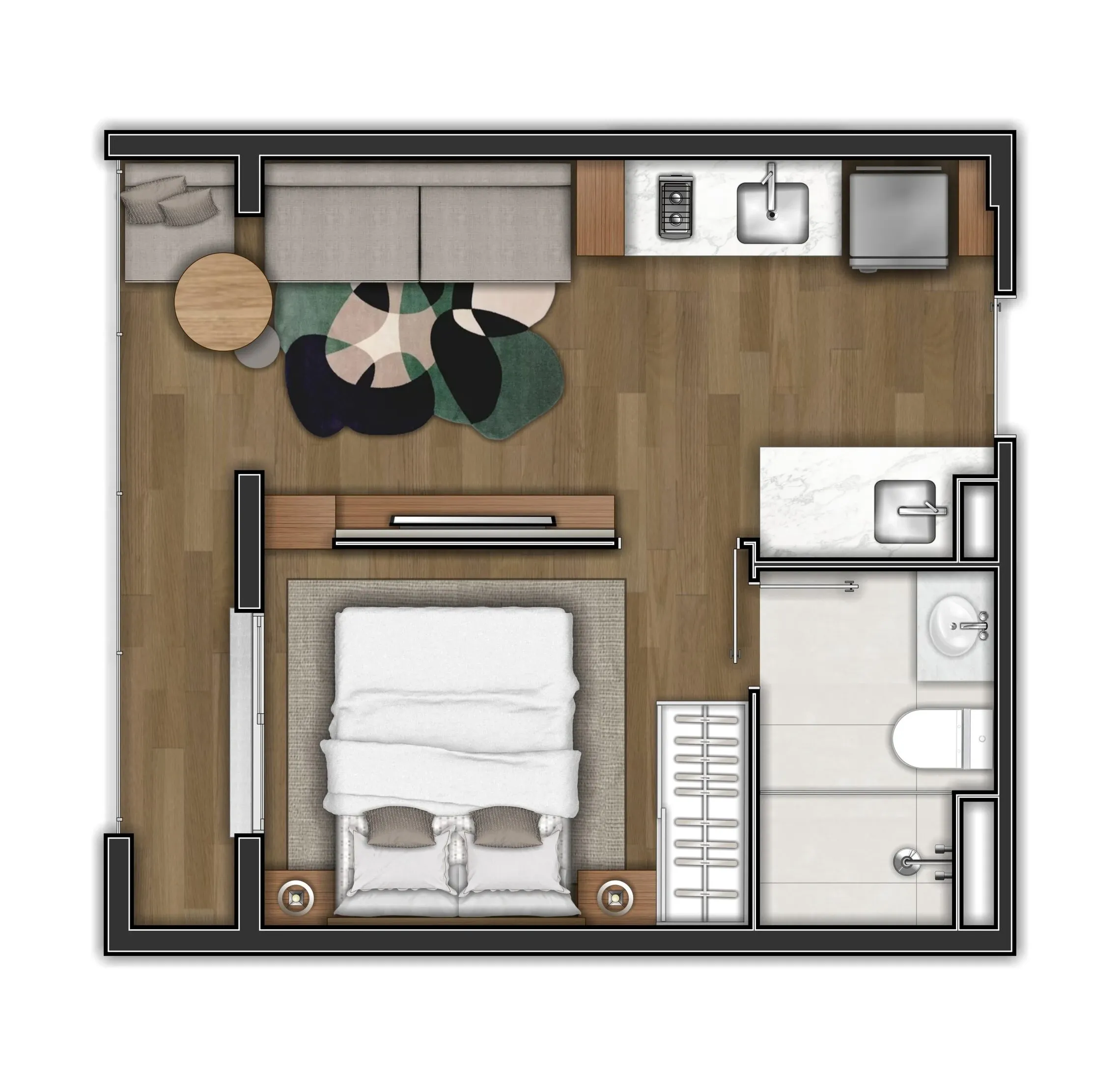 Planta de 29m² do EVO Vila Clementino - Vila Clementino