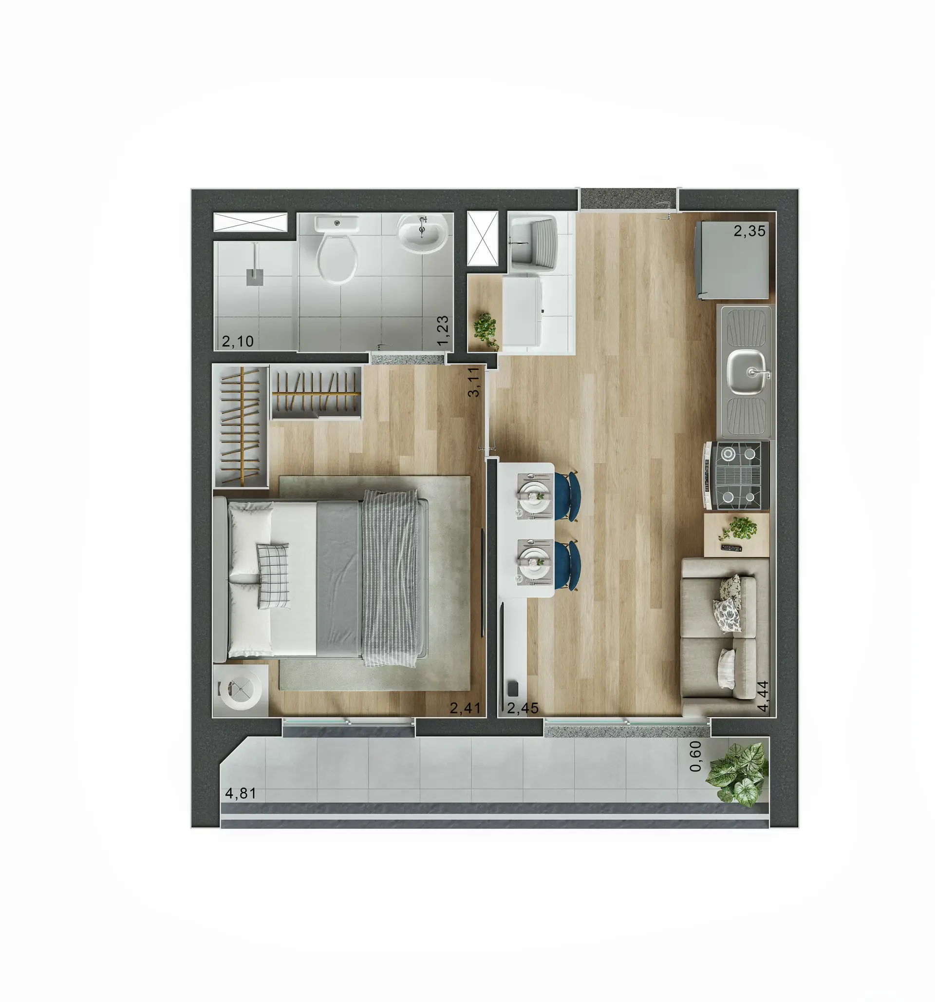 Planta de 29m² do Rangel Brás - Brás
