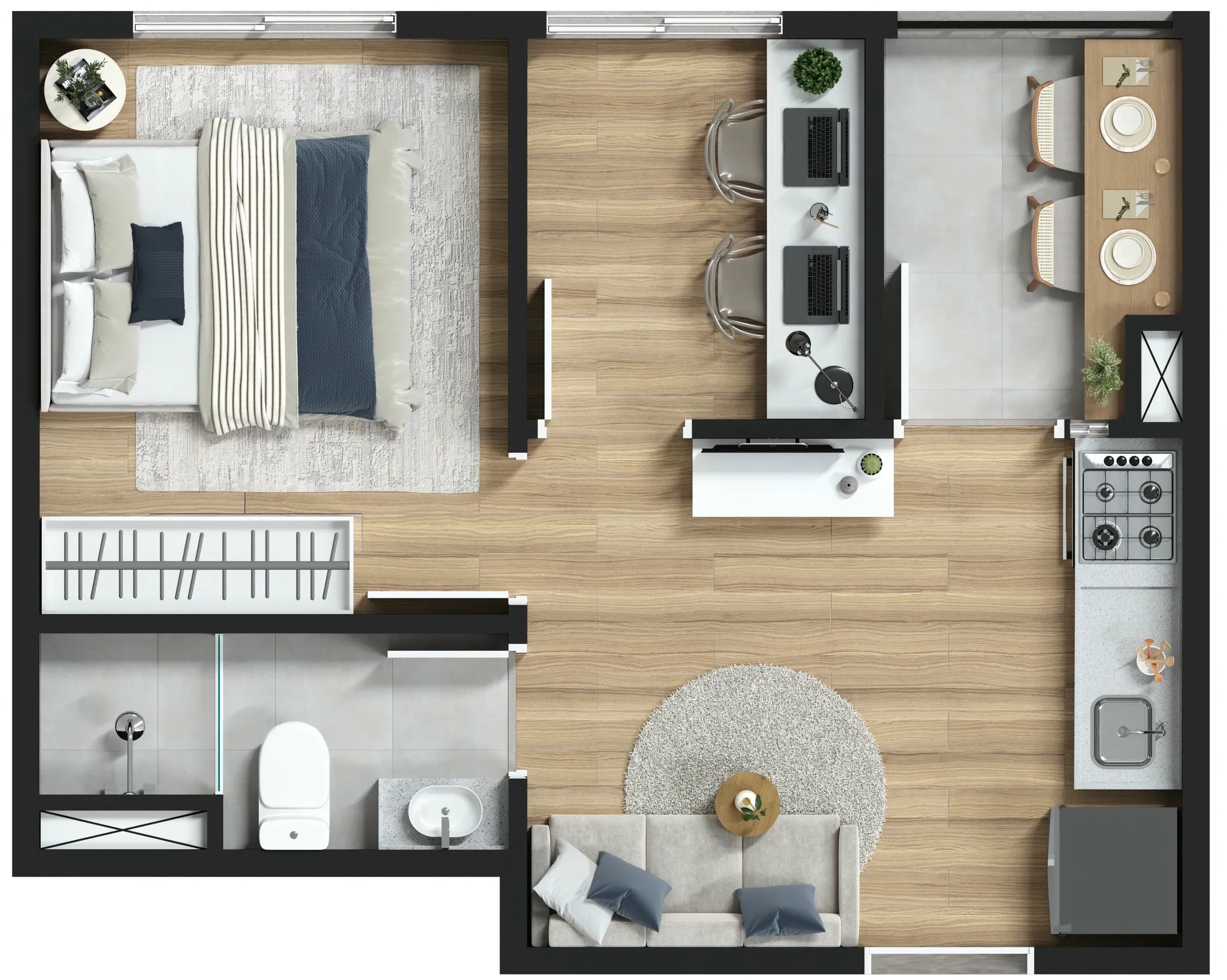 Planta de 29m² do Maskan Carrão - Tatuapé