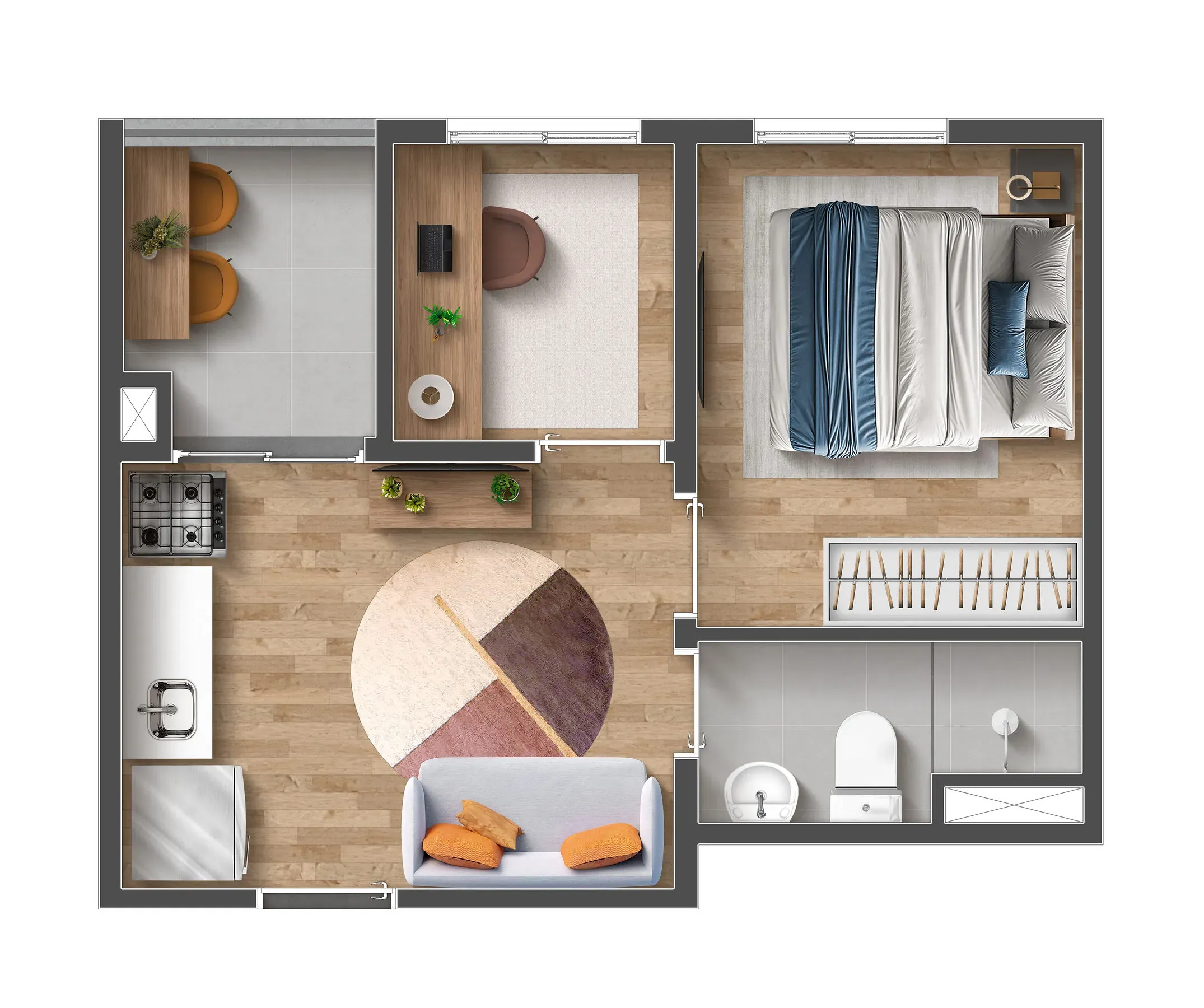 Planta de 29m² do Elos Tatuapé - Tatuapé