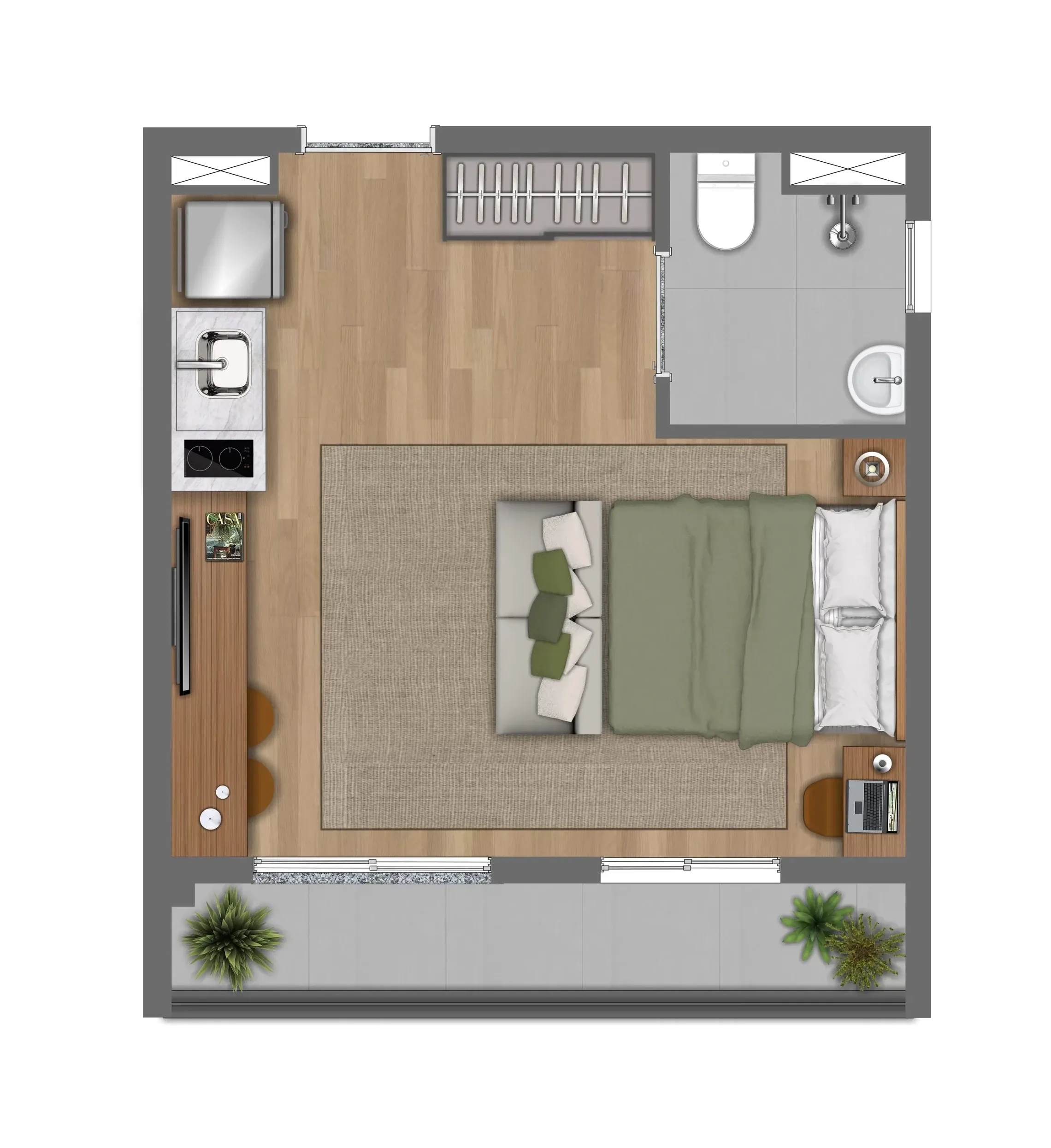 Planta de 30m² do Every Day Chácara Klabin - Chácara Klabin