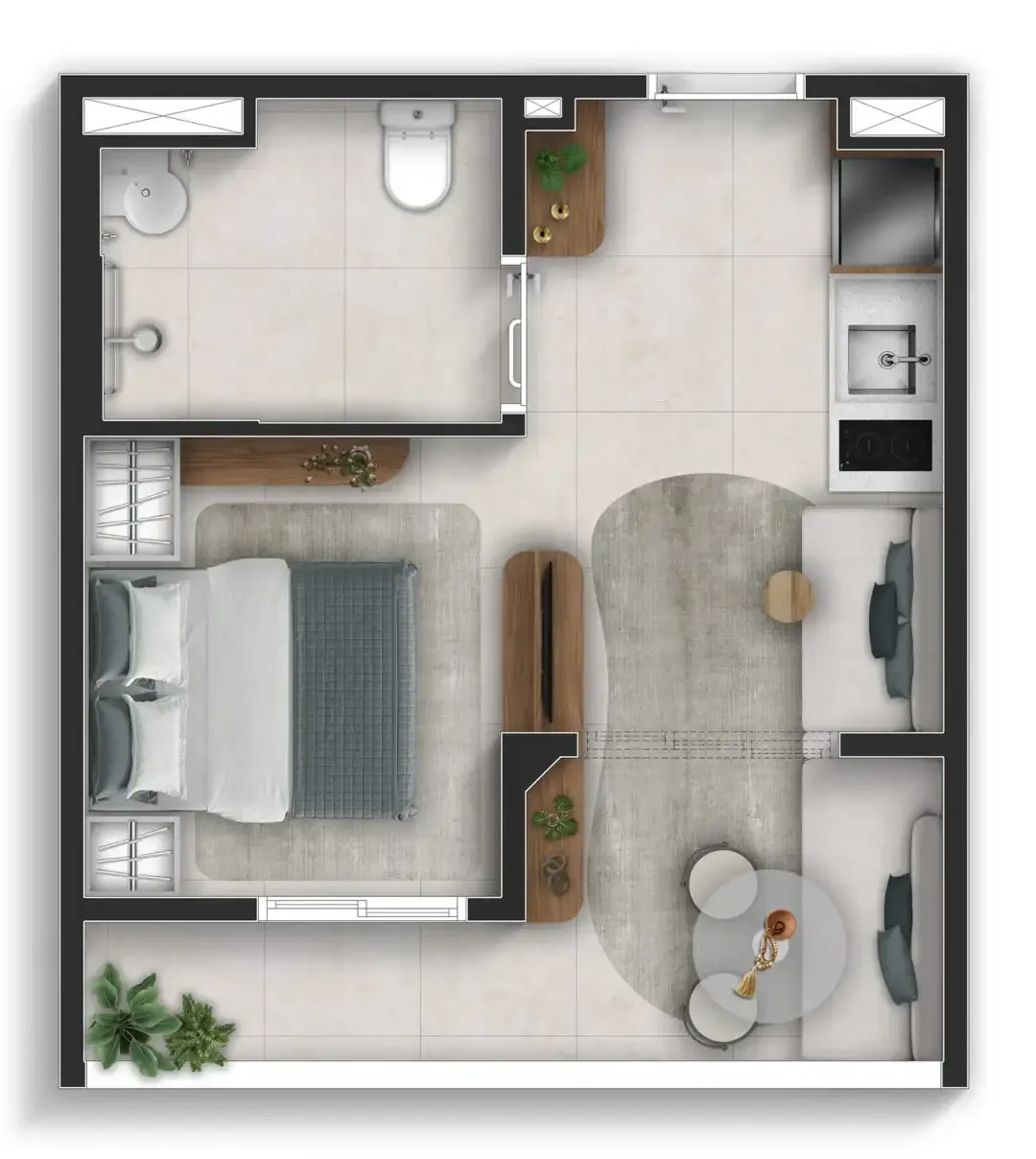Planta de 30m² do Well Perdizes - Perdizes