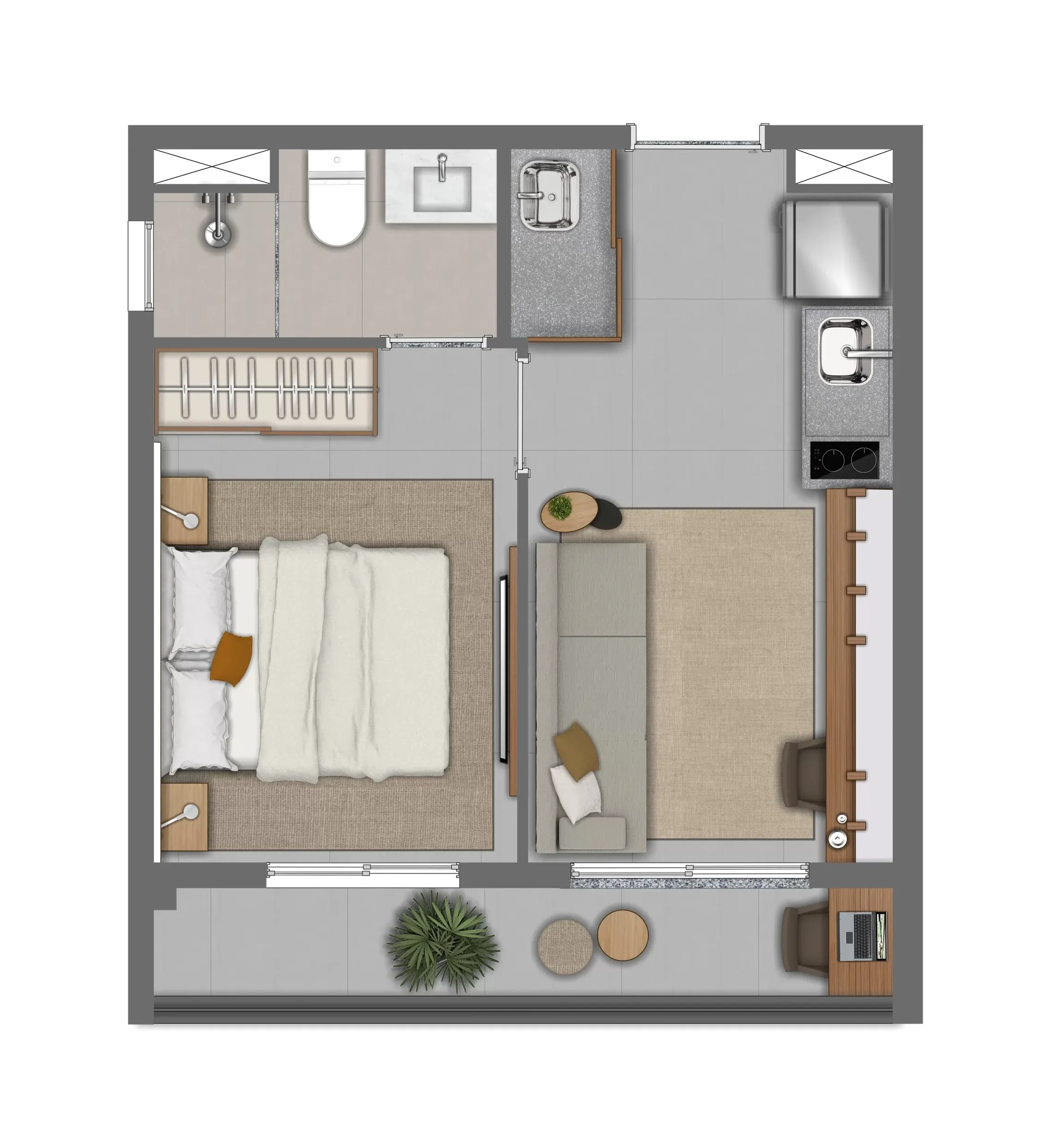 Planta de 30m² do Every Day Chácara Klabin - Chácara Klabin
