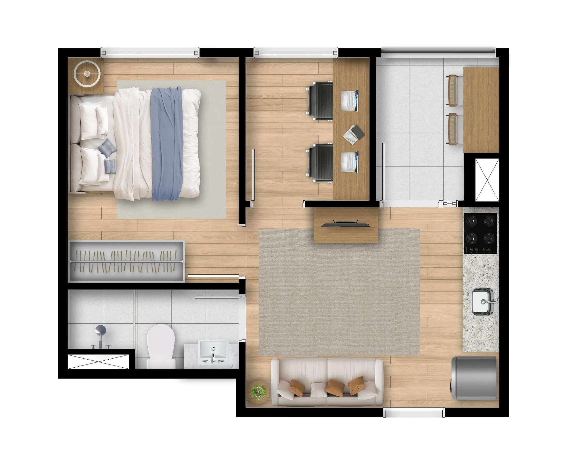 Planta de 31m² do Maskan Ipiranga - Ipiranga