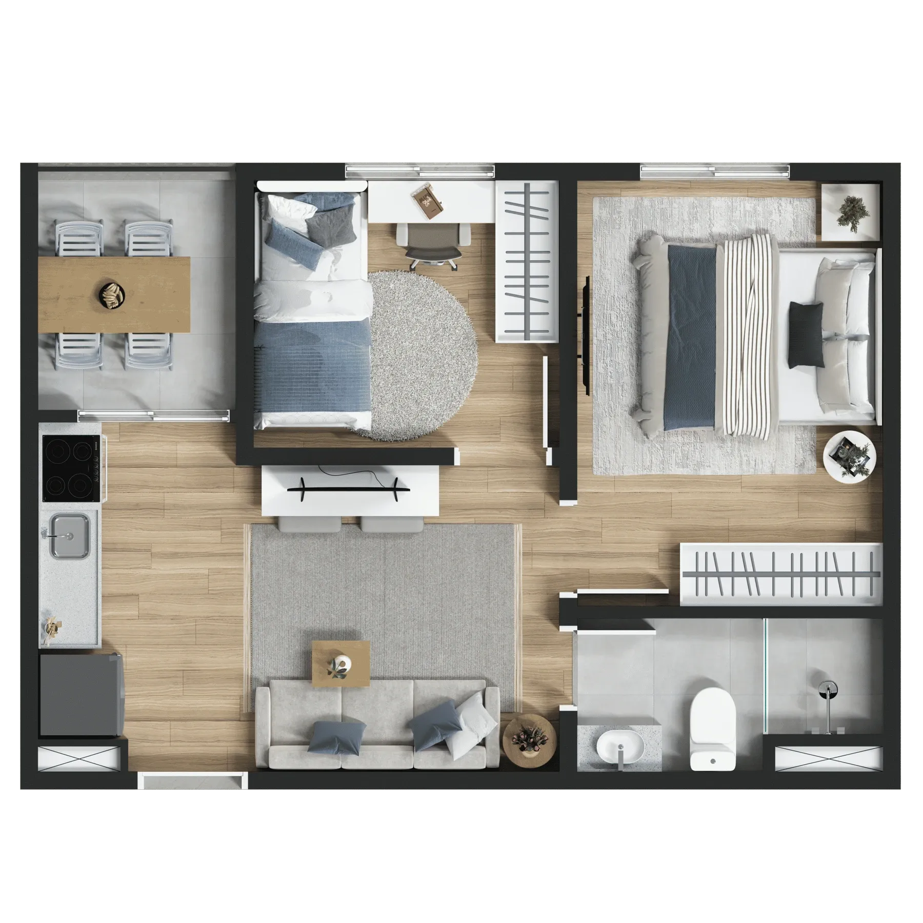 Planta de 33m² do Maskan Carrão - Tatuapé
