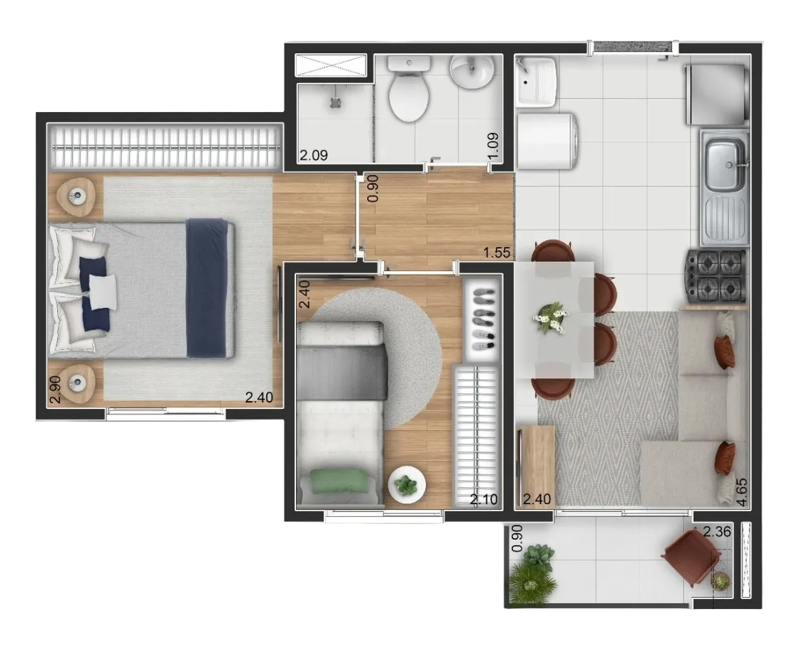 Planta 34 - Apartamento na planta no Elev Praça da Árvore, Mirandópolis