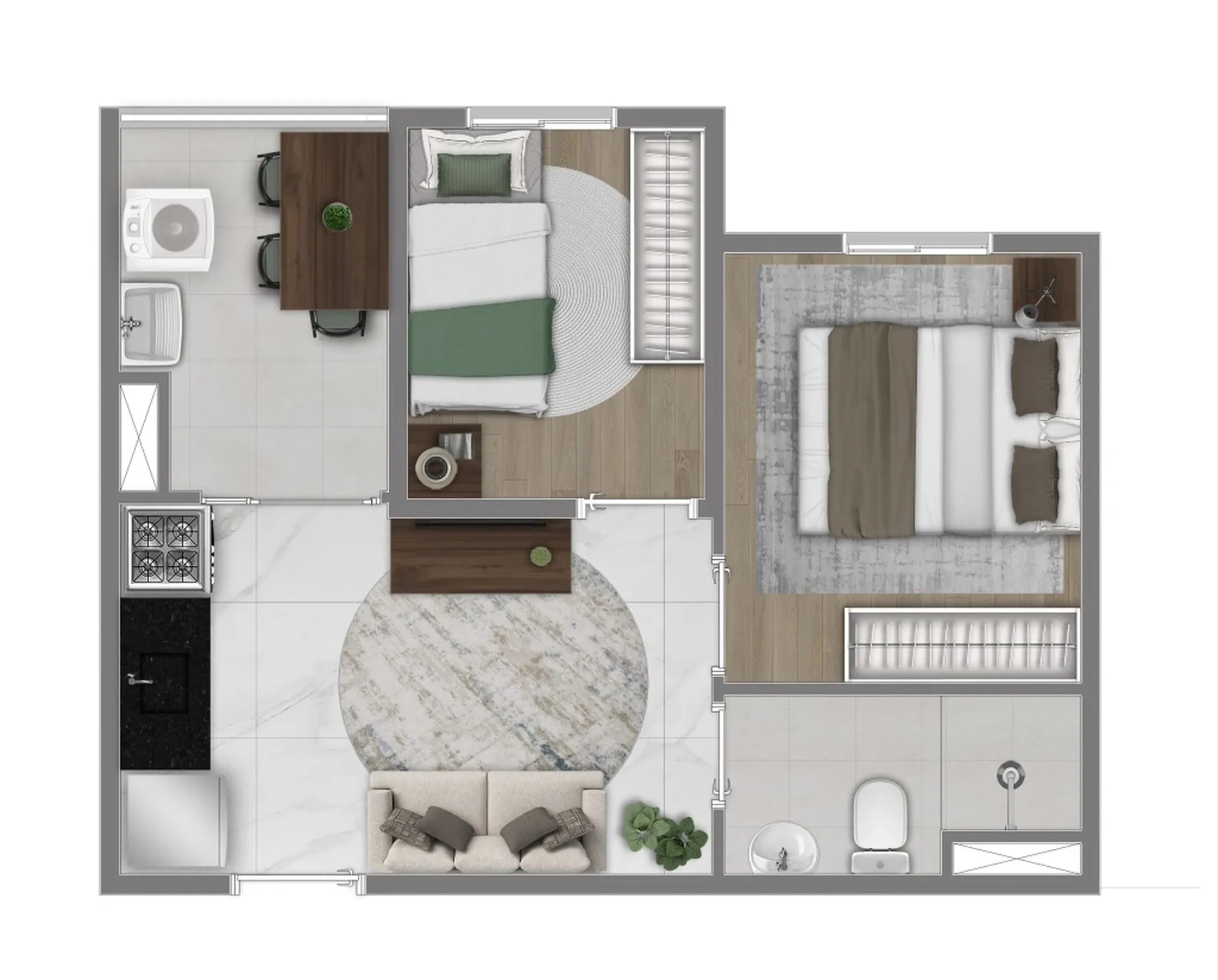 Planta de 34m² do Mundo Apto Alto da Mooca - Mooca