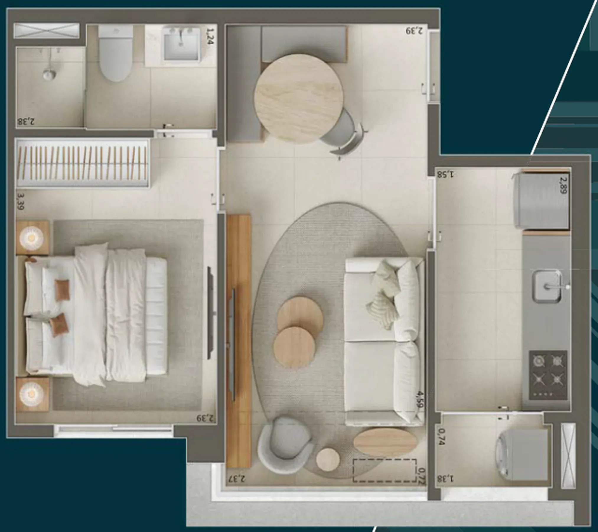 Planta de 34m² do Pátio Penha - Penha