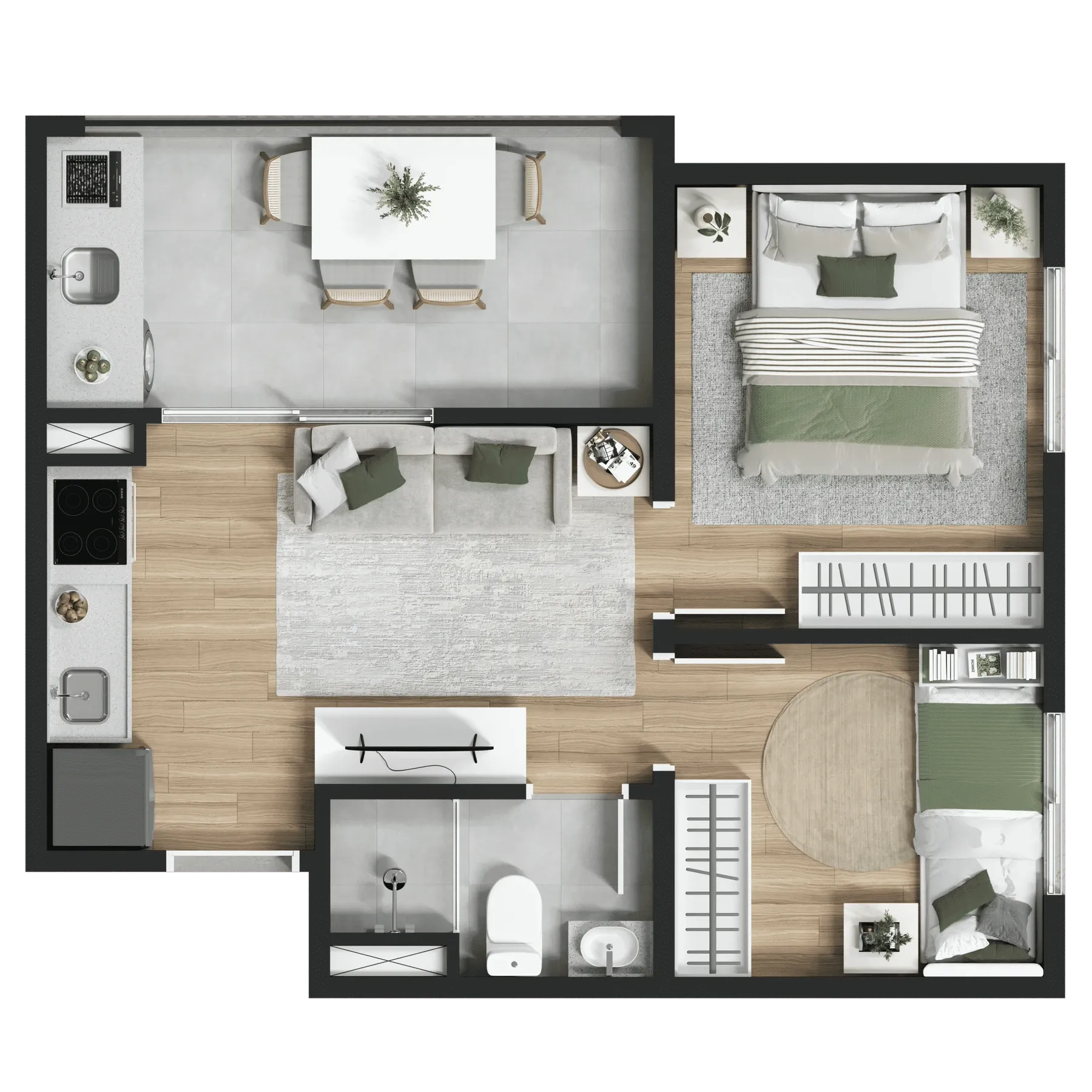 Planta de 36m² do Maskan Carrão - Tatuapé