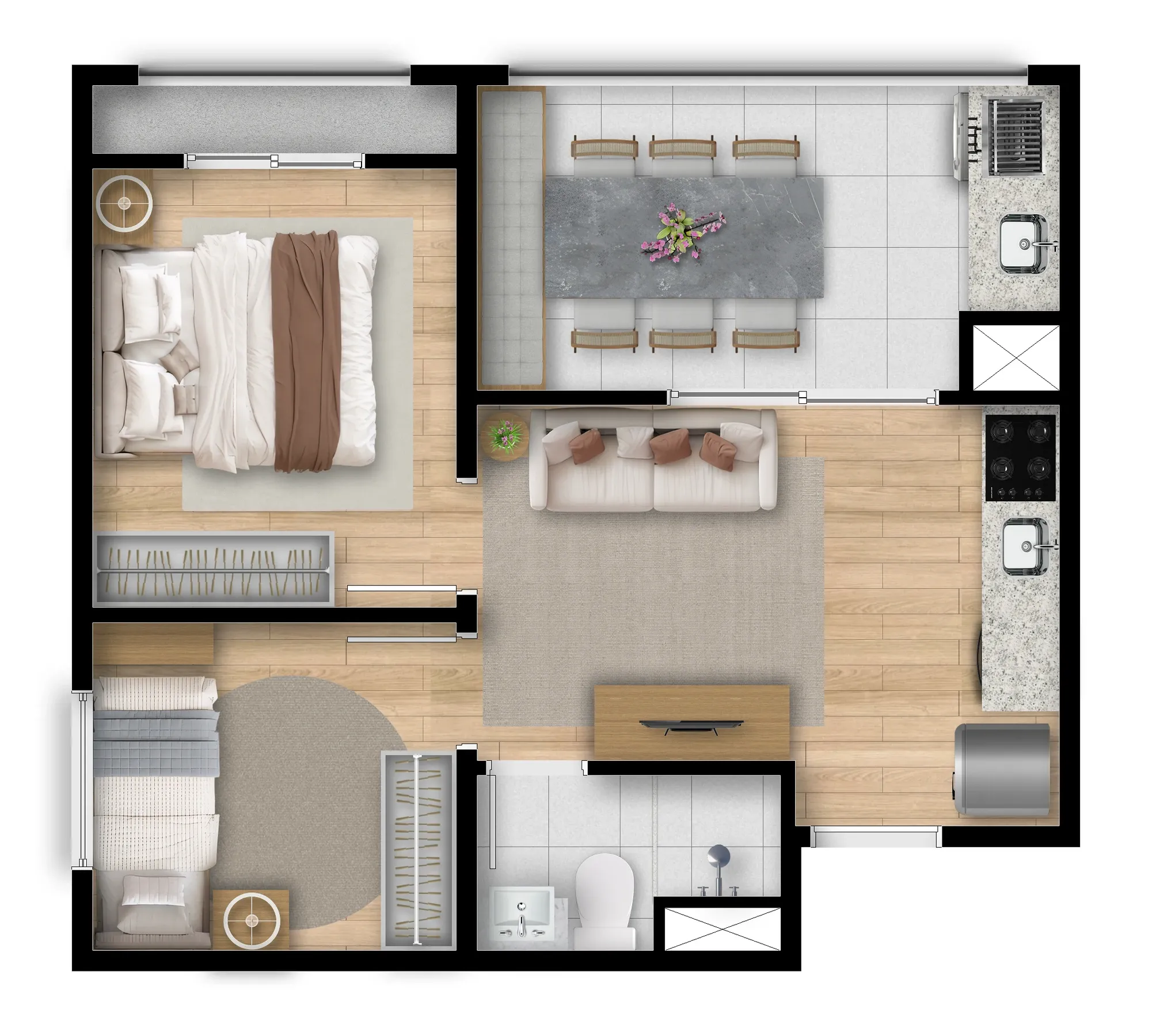 Planta de 36m² do Maskan Ipiranga - Ipiranga