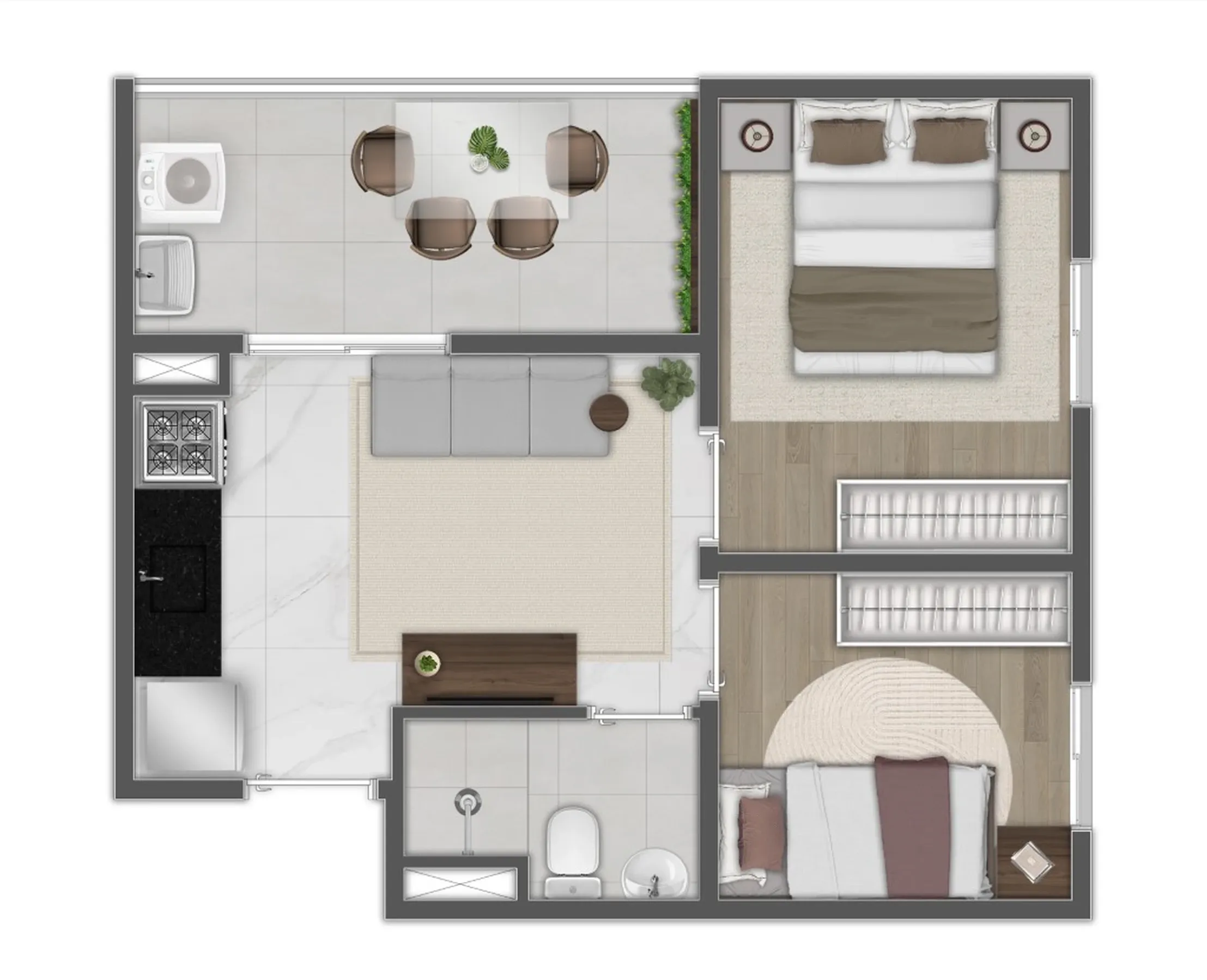 Planta de 36m² do Mundo Apto Estação Borba Gato - Chácara Santo Antônio