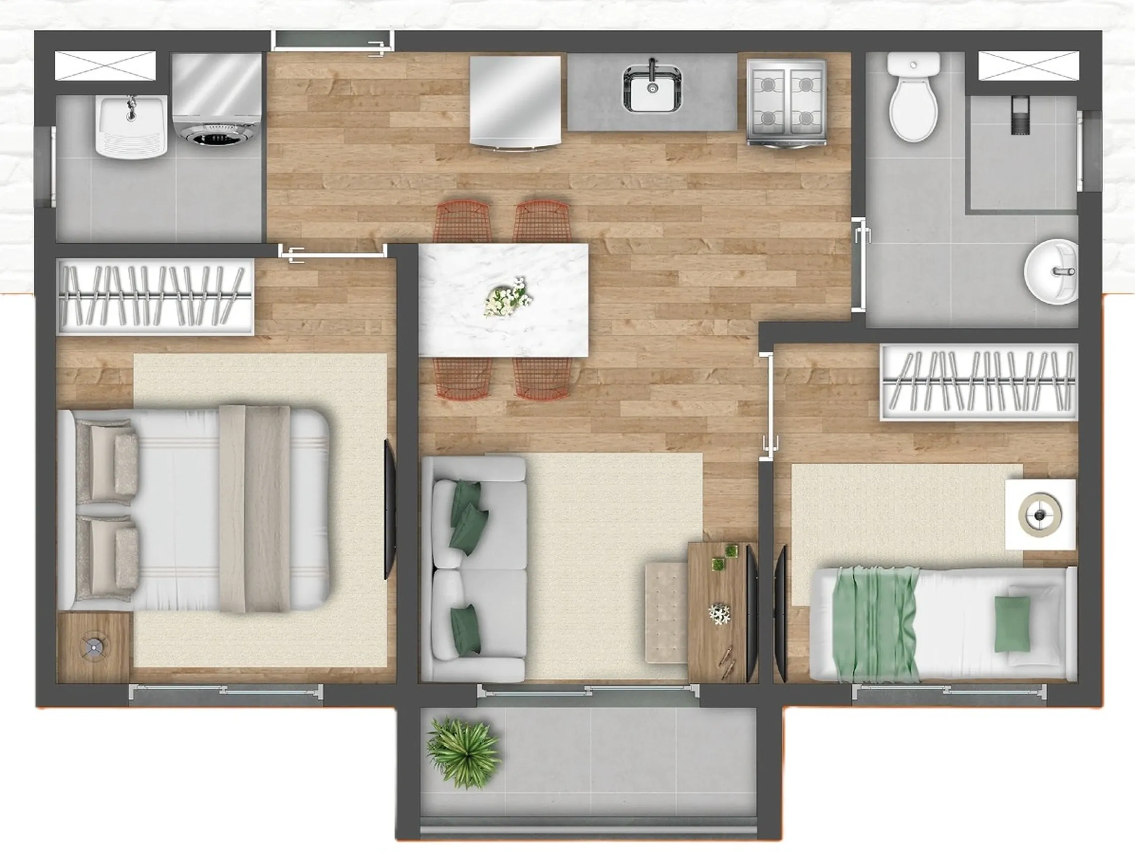 Planta de 37m² do Vibra Mooca - Mooca