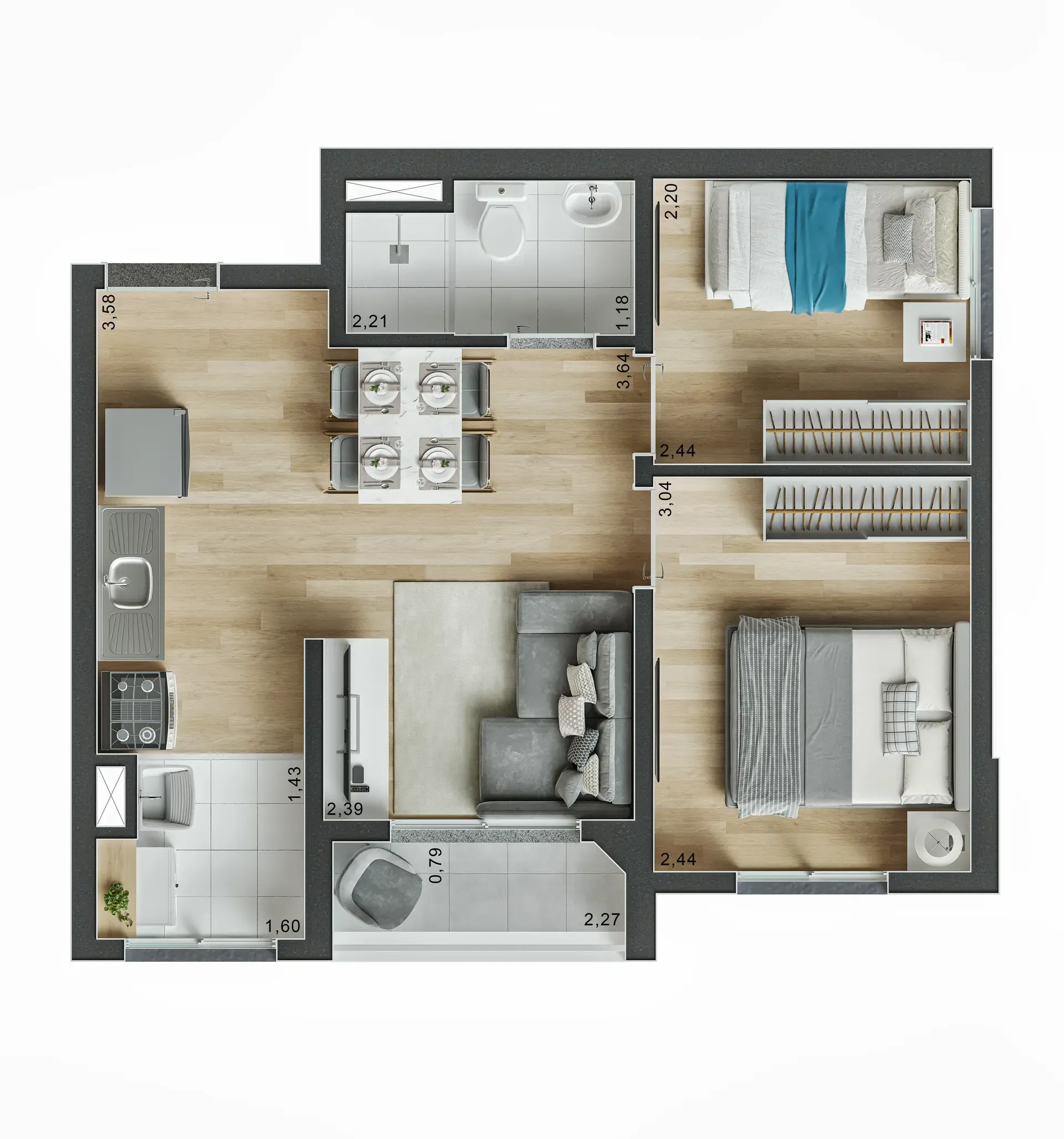 Planta de 39m² do Rangel Brás - Brás