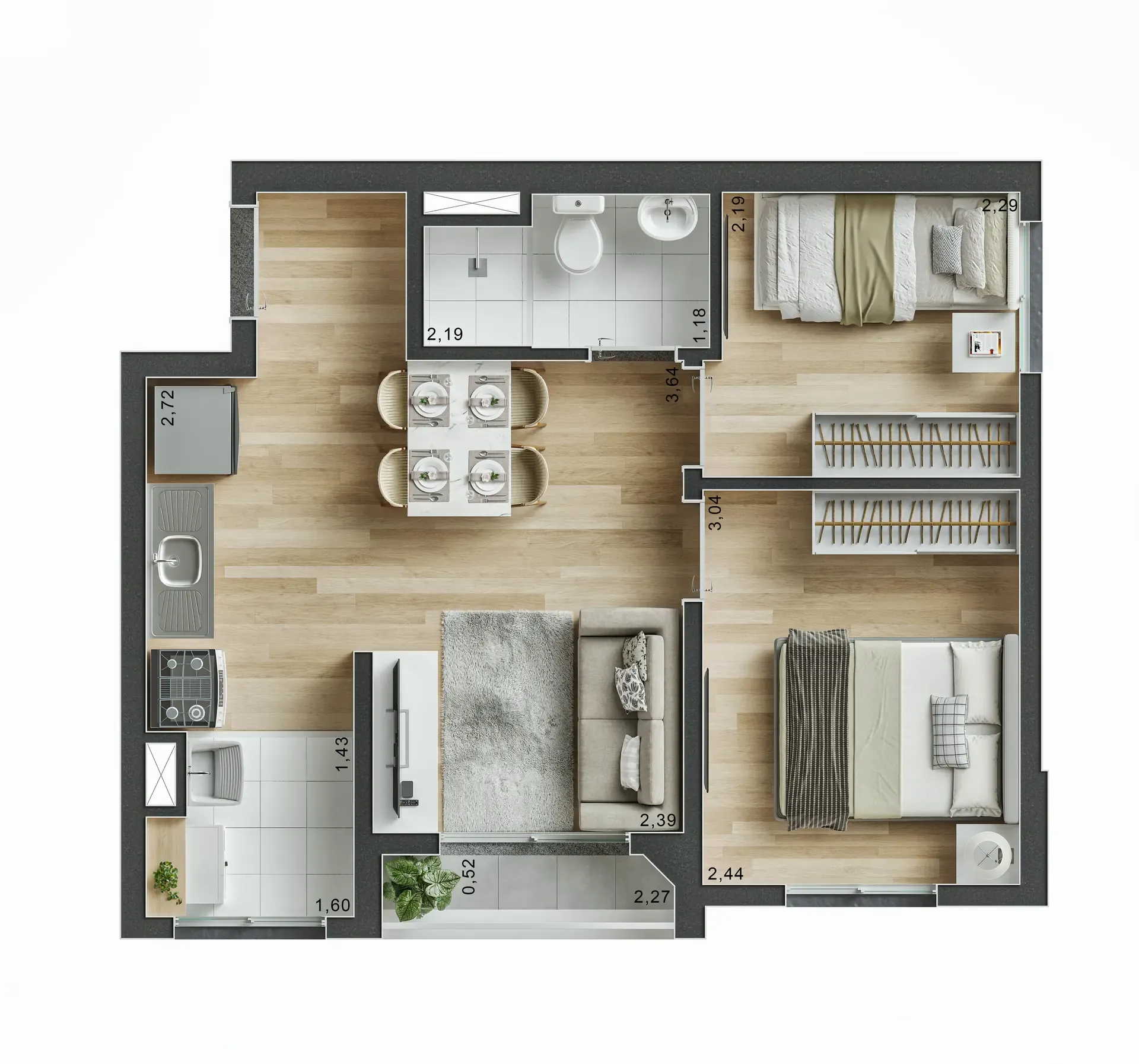 Planta de 39m² do Rangel Brás - Brás