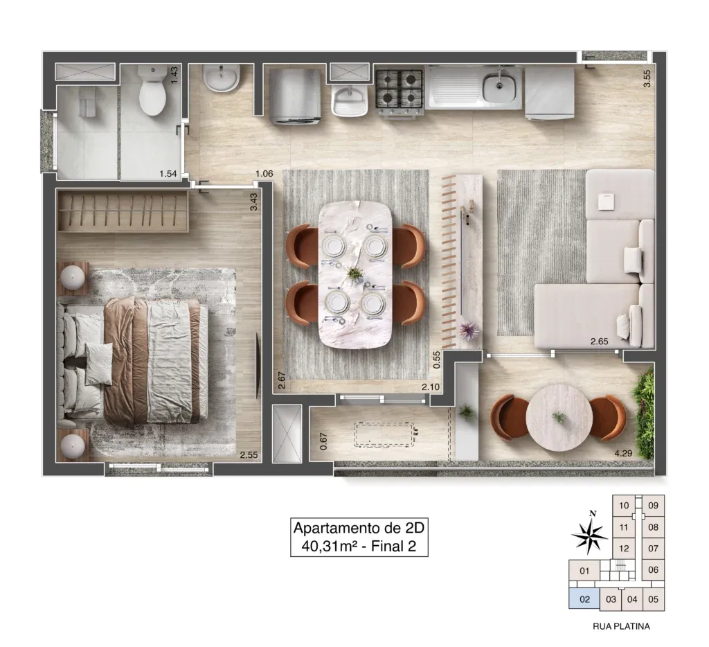 Planta 40 2 - Apartamento na planta no Today Platina, Tatuapé