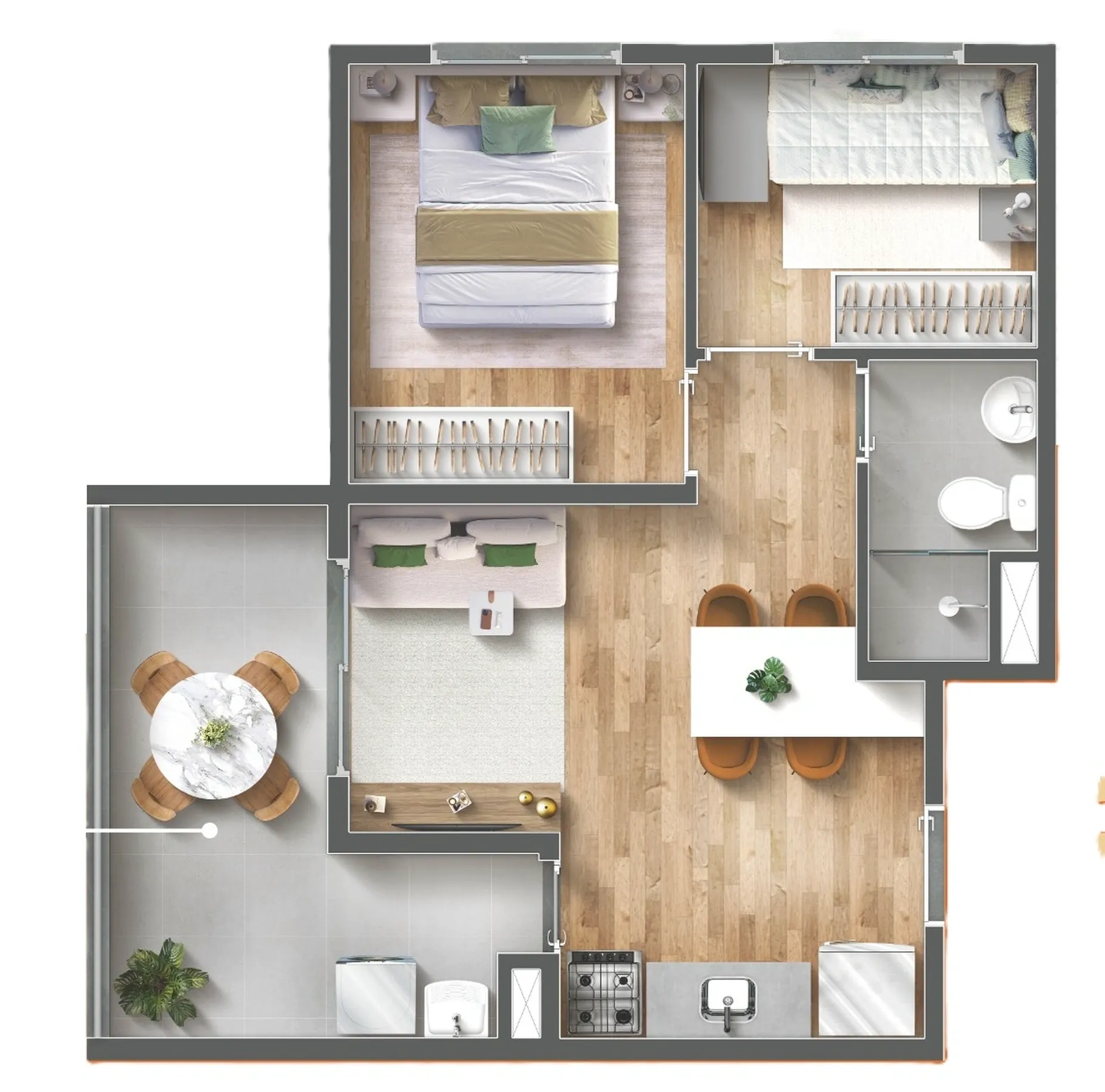 Planta de 43m² do Vibra Mooca - Mooca
