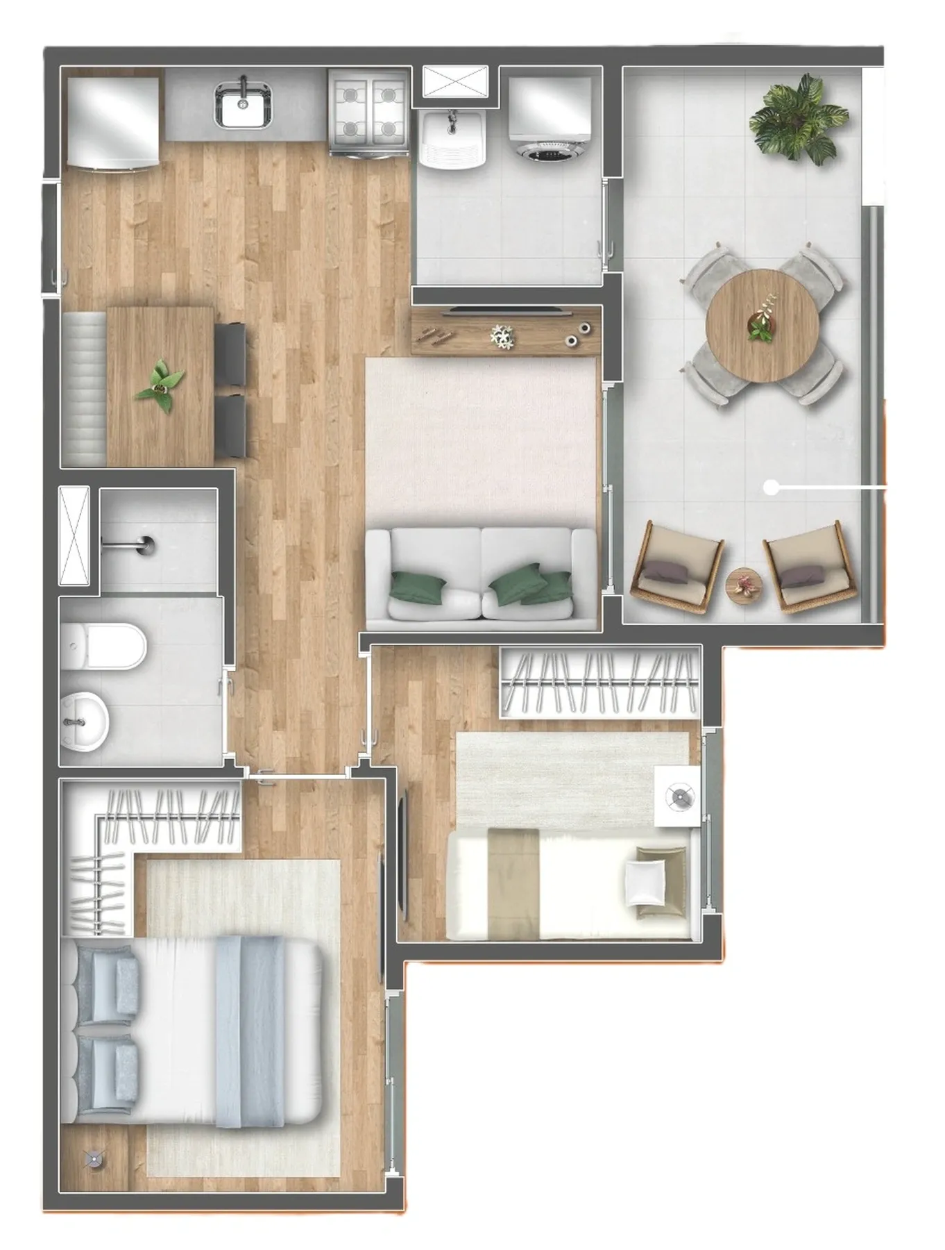 Planta de 44m² do Vibra Mooca - Mooca
