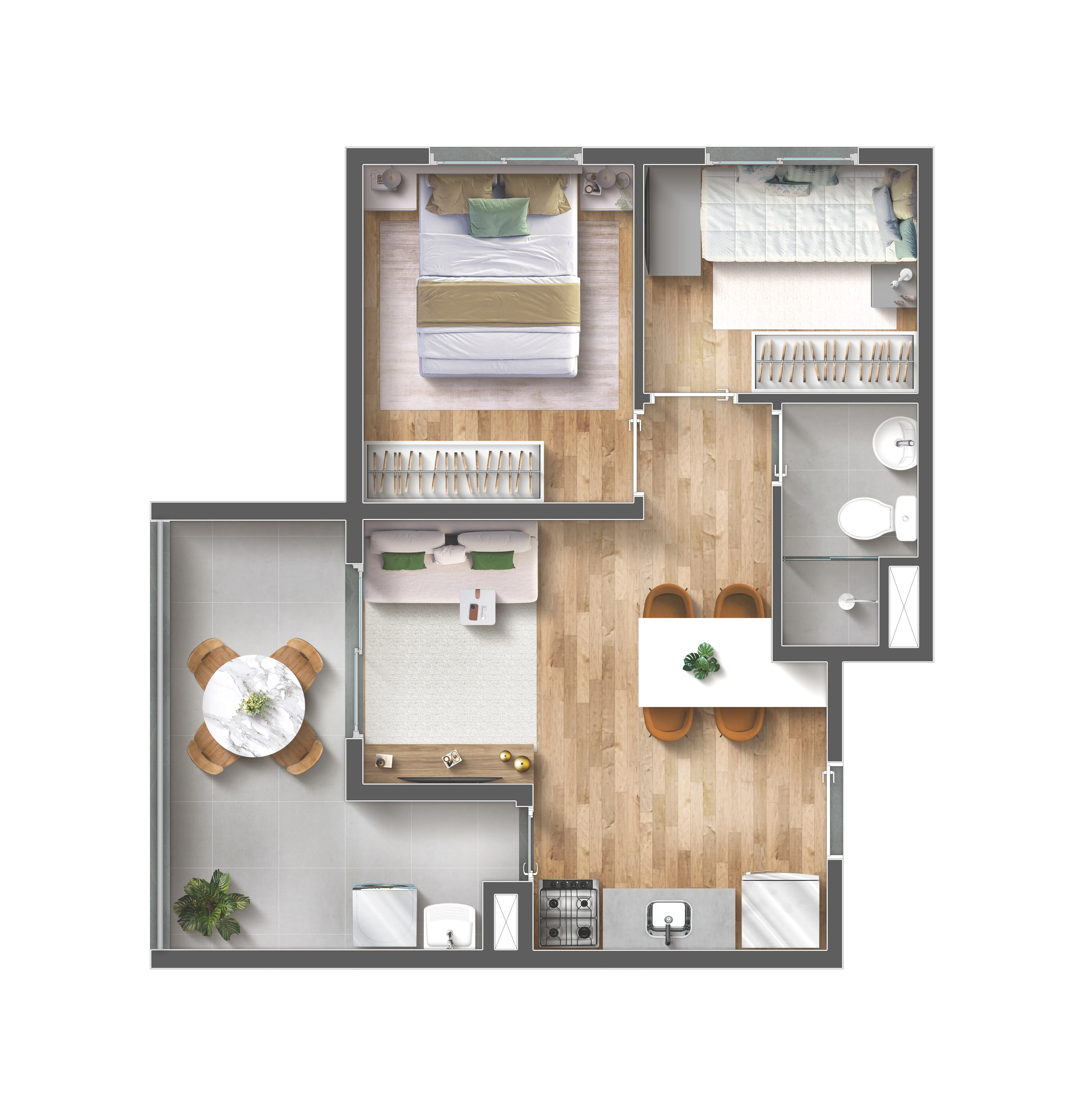 Planta de 44m² do Vibra Parque Vila Prudente - Vila Prudente