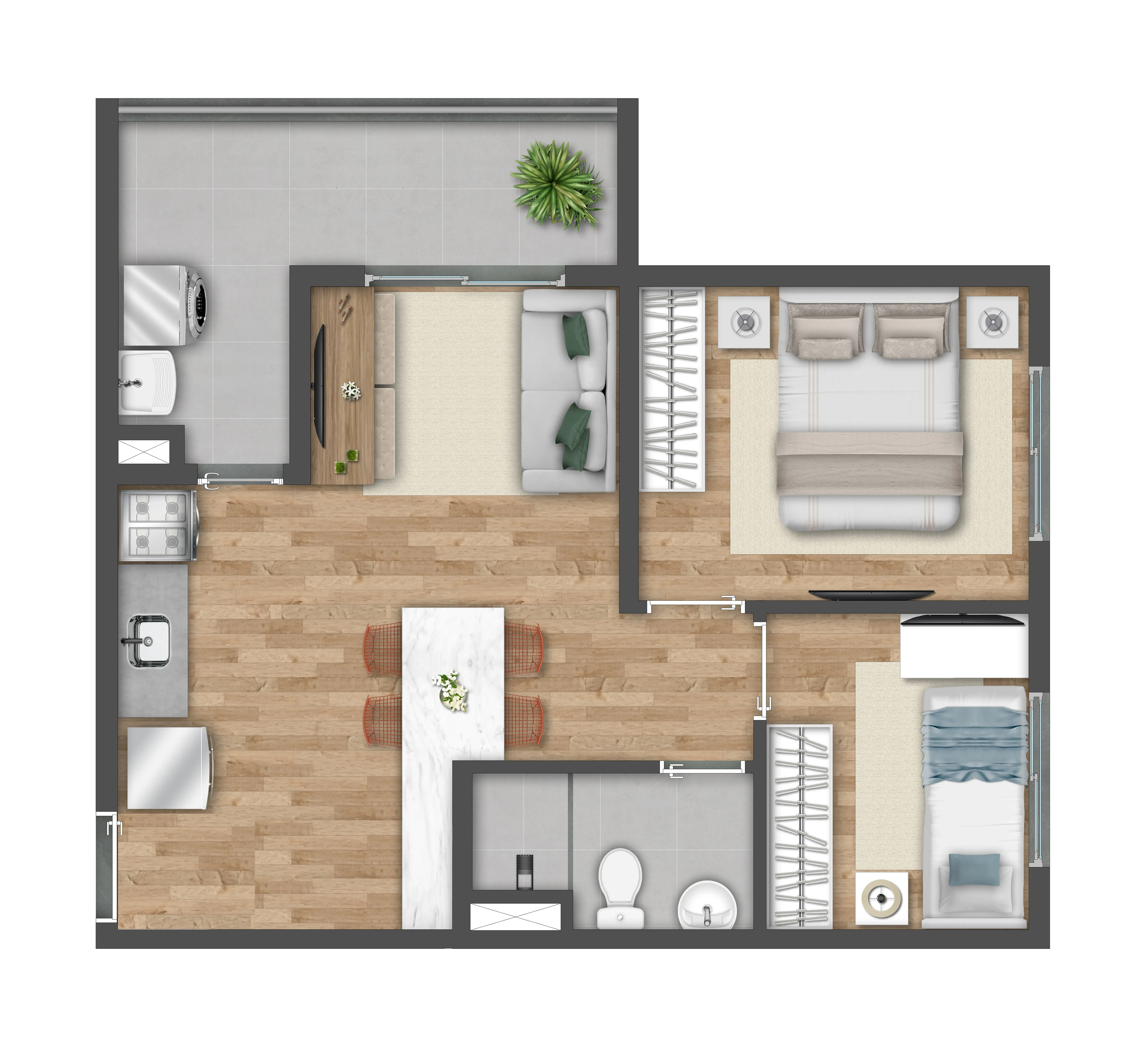 Planta de 46m² do Vibra Parque Vila Prudente - Vila Prudente