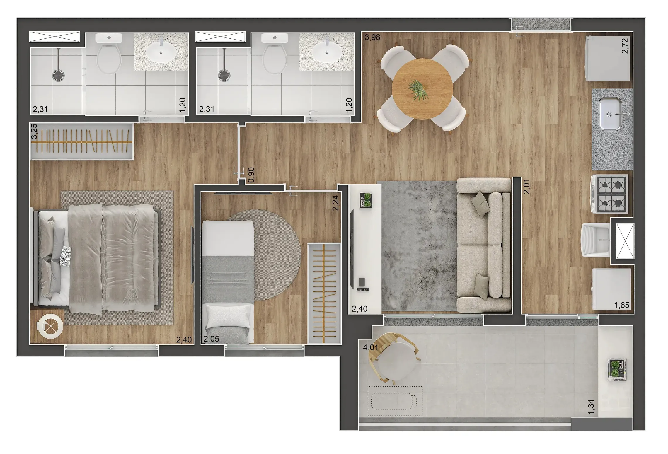 Planta de 49m² do Class Prime - Vila Prudente