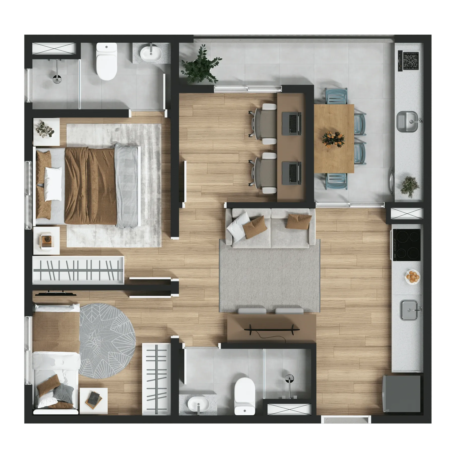 Planta de 50m² do Maskan Carrão - Tatuapé