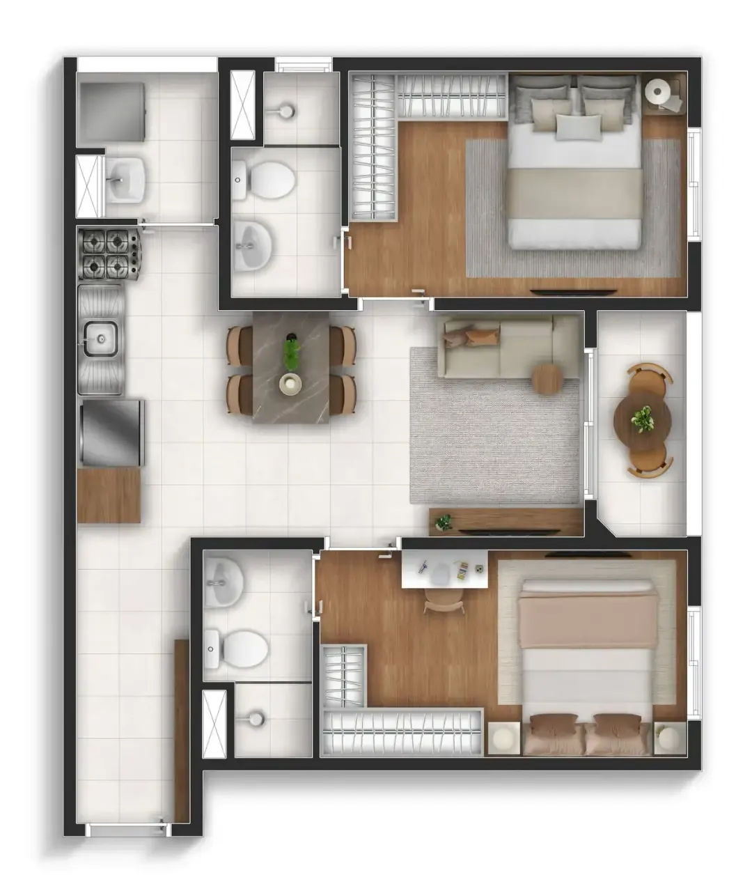 Planta de 51m² do Well Perdizes - Perdizes
