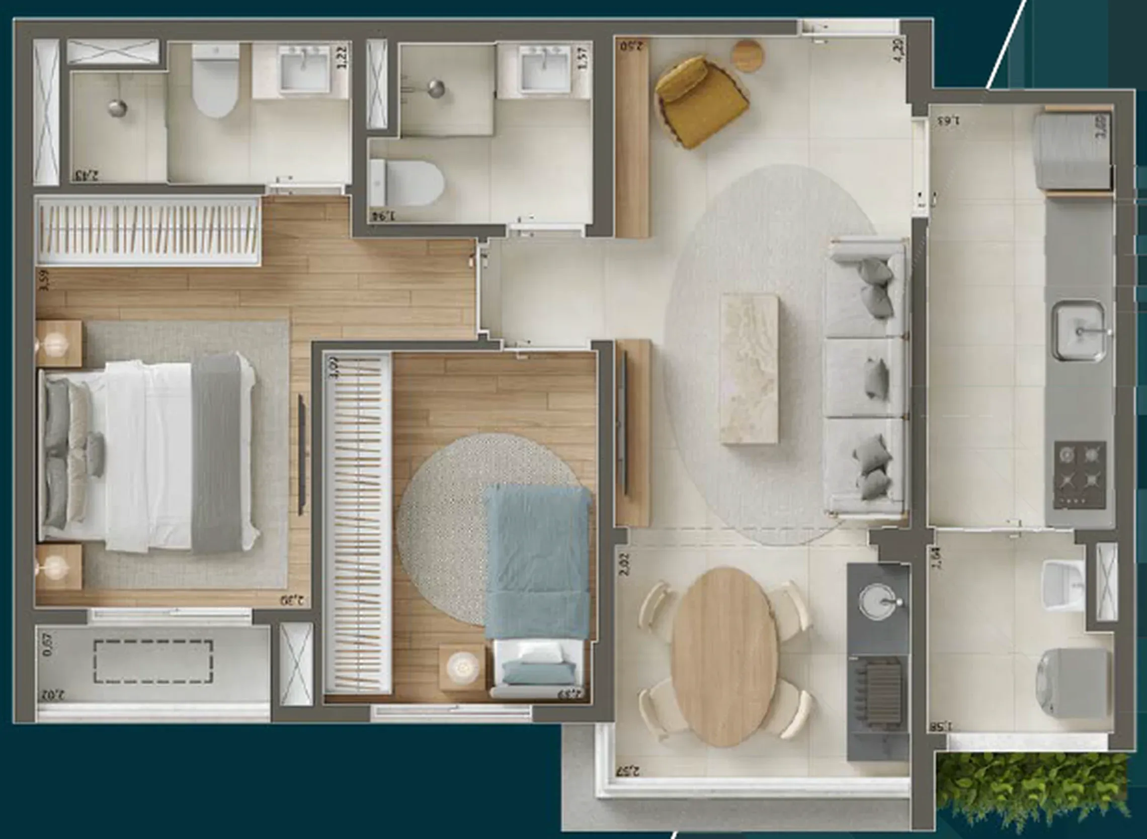 Planta de 59m² do Pátio Penha - Penha