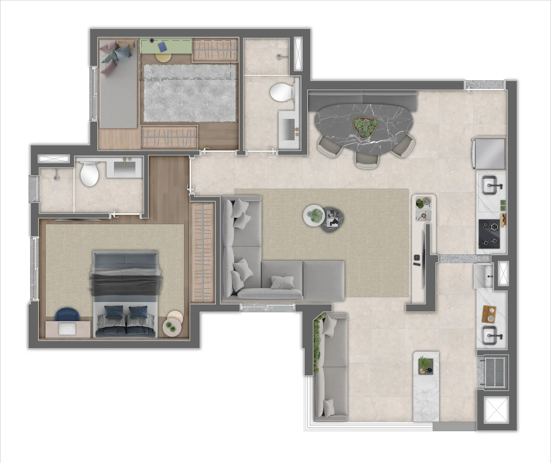 Planta de 66m² do Win Ibitirama - Vila Prudente