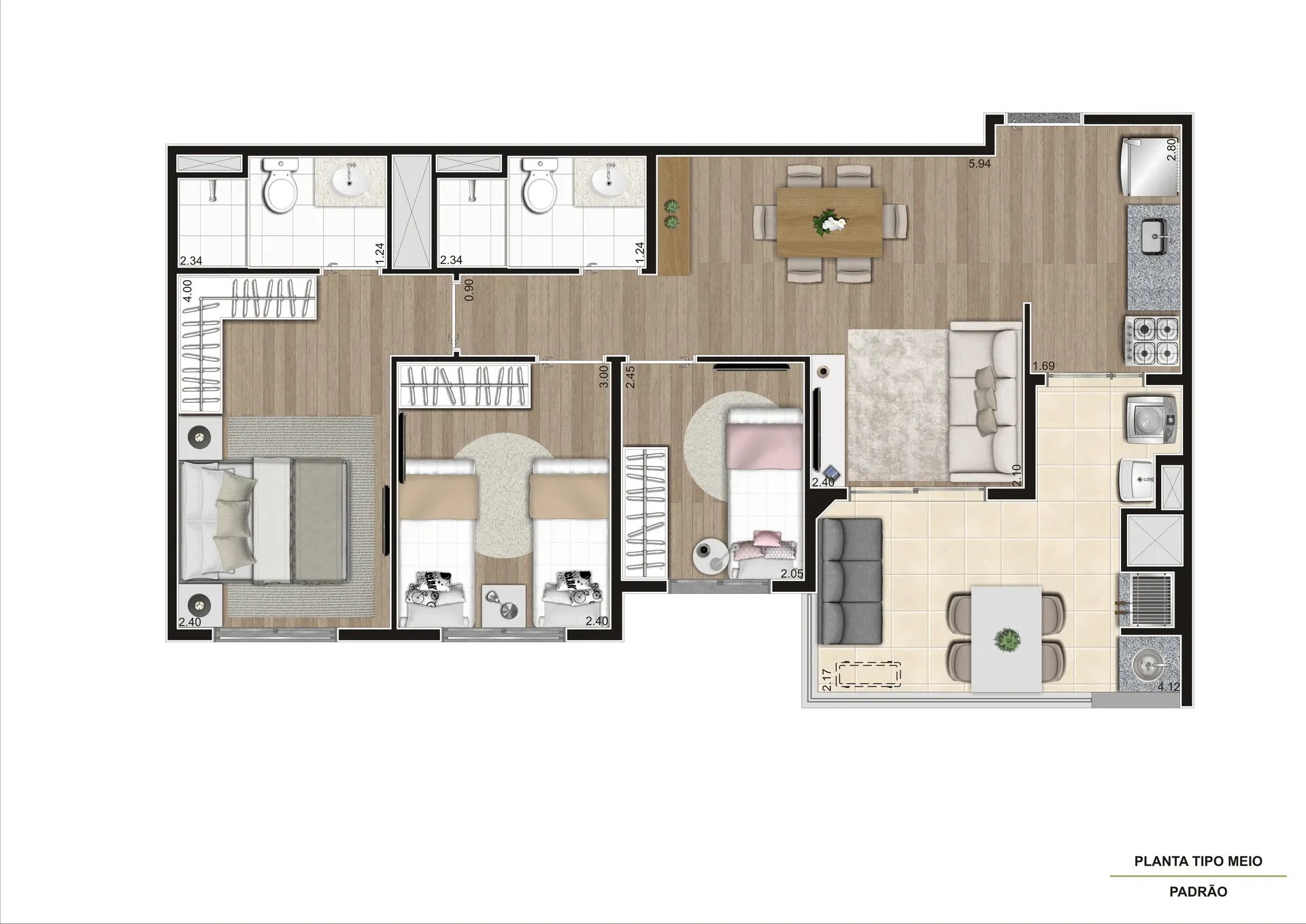 Planta de 67m² do Epic Jaguaré - Jaguaré