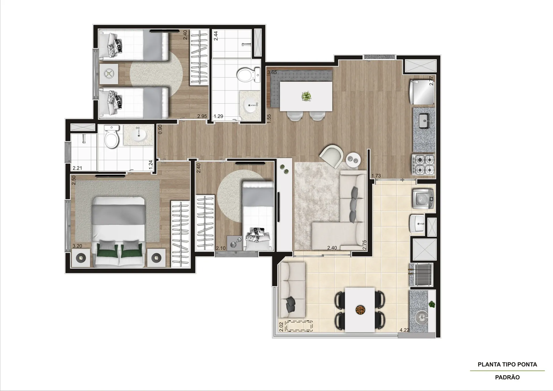 Planta de 67m² do Epic Jaguaré - Jaguaré